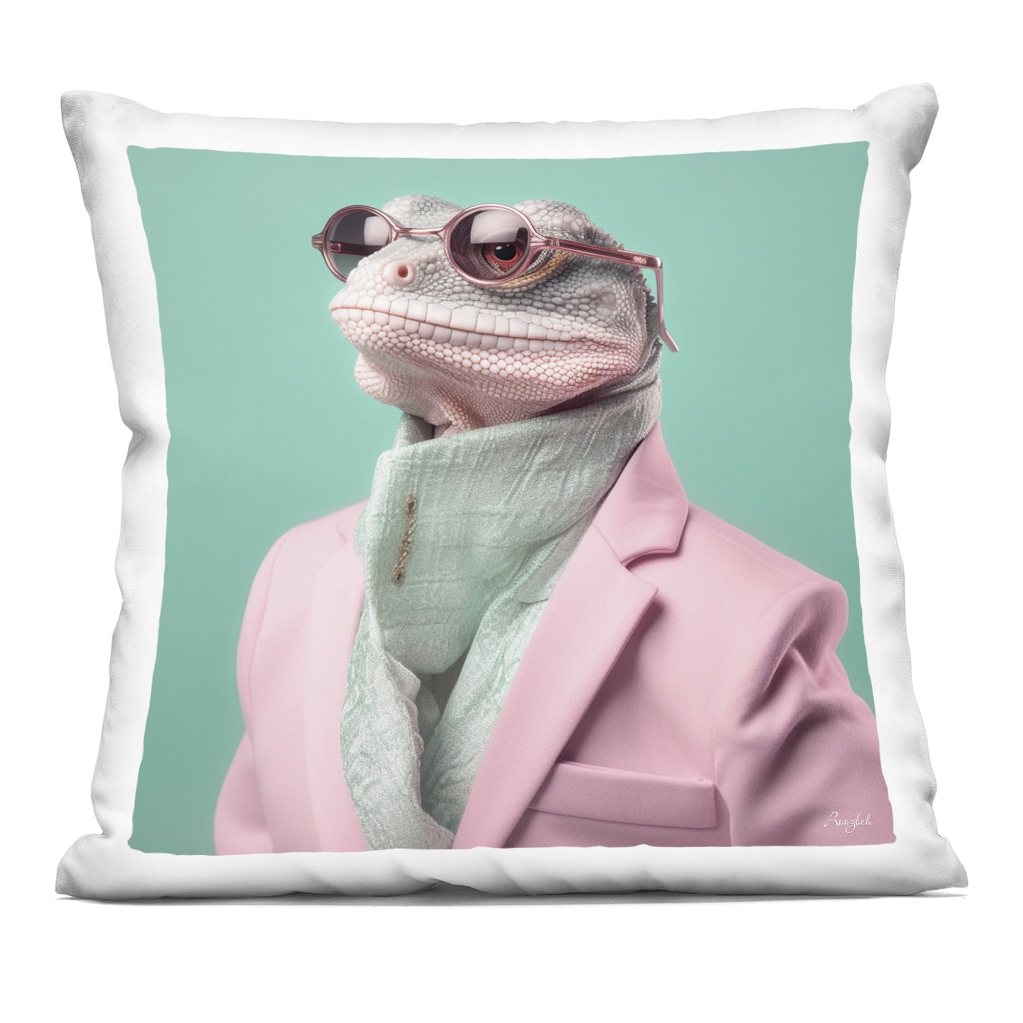 Stupell Industries Hipster Iguana Portrait Decorative Printed Throw Pillow, design by Roozbeh