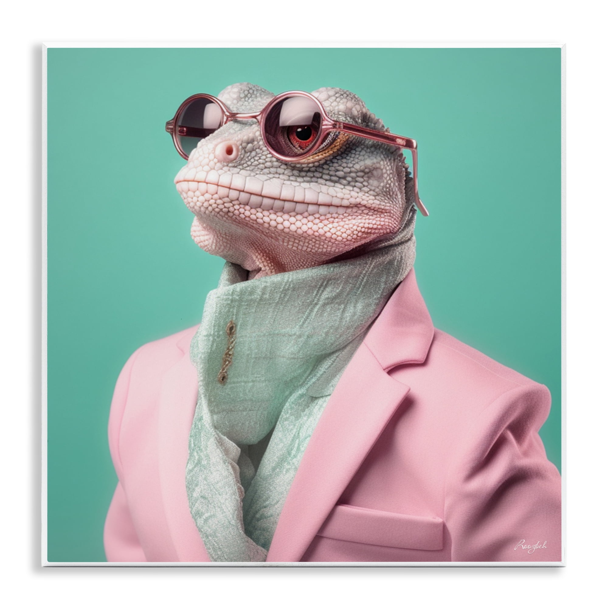 Stupell Industries Hipster Iguana Portrait Wall Plaque Art, design by Roozbeh
