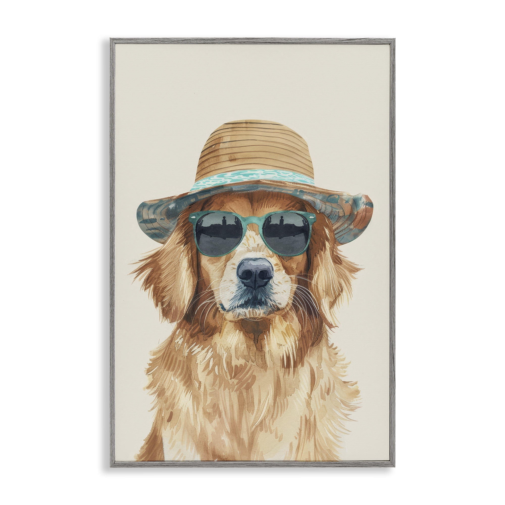 Stupell Industries Hipster Labrador Dog Animals & Insects Painting Gray Framed Art Print Wall Art, 20 x 30