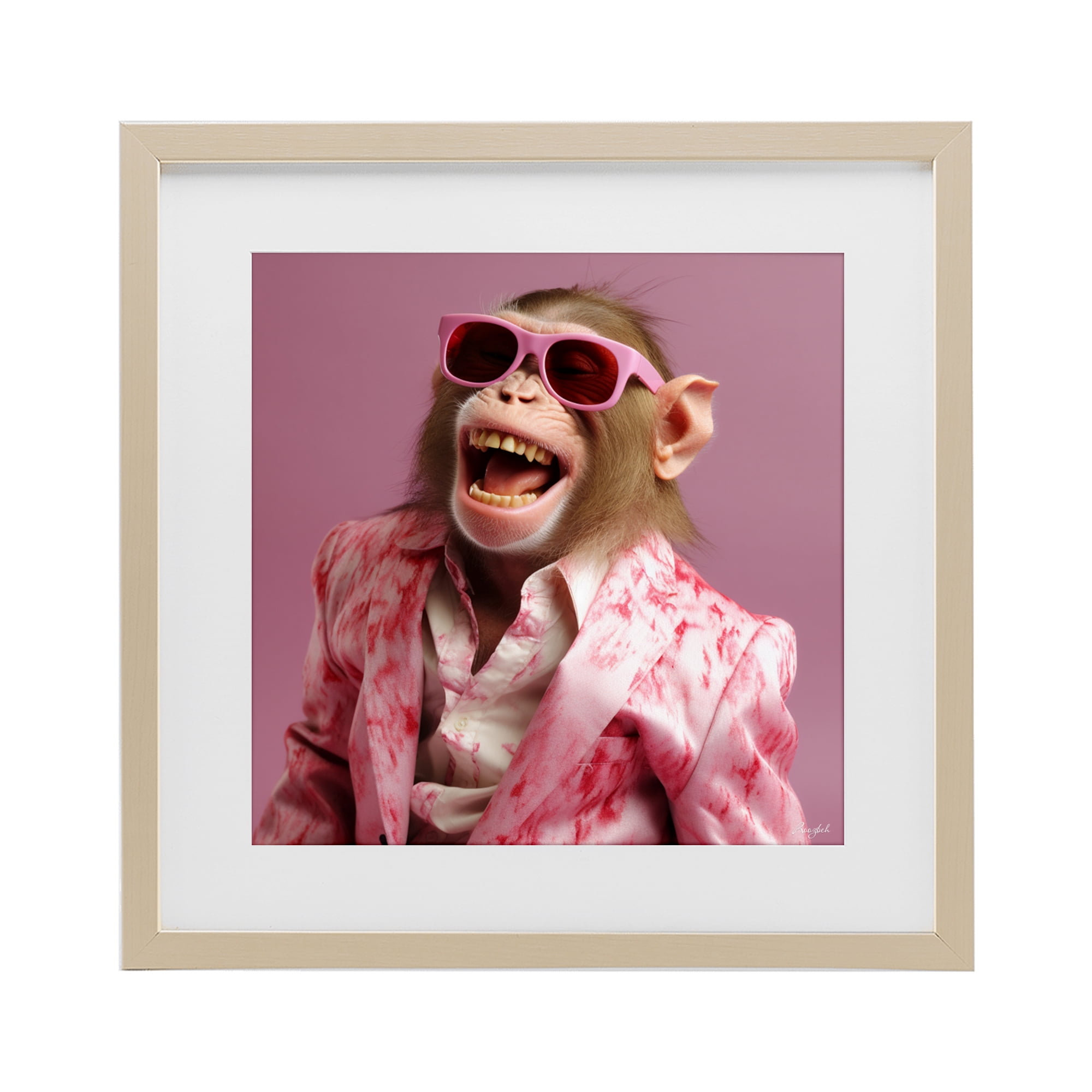 Stupell Industries Hipster Monkey in Suit Birch Framed Print Under Glass, design by Roozbeh