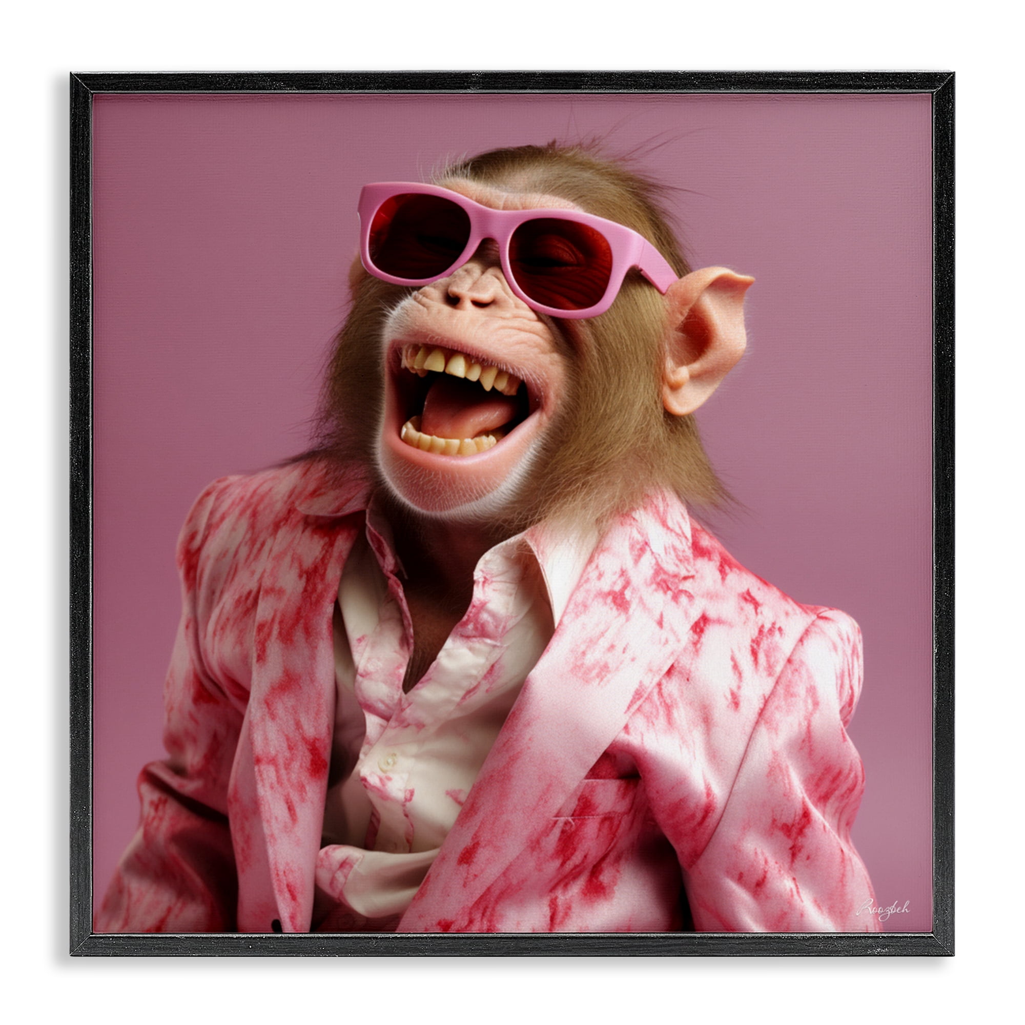 Stupell Industries Hipster Monkey in Suit Black Framed Giclee Art, design by Roozbeh