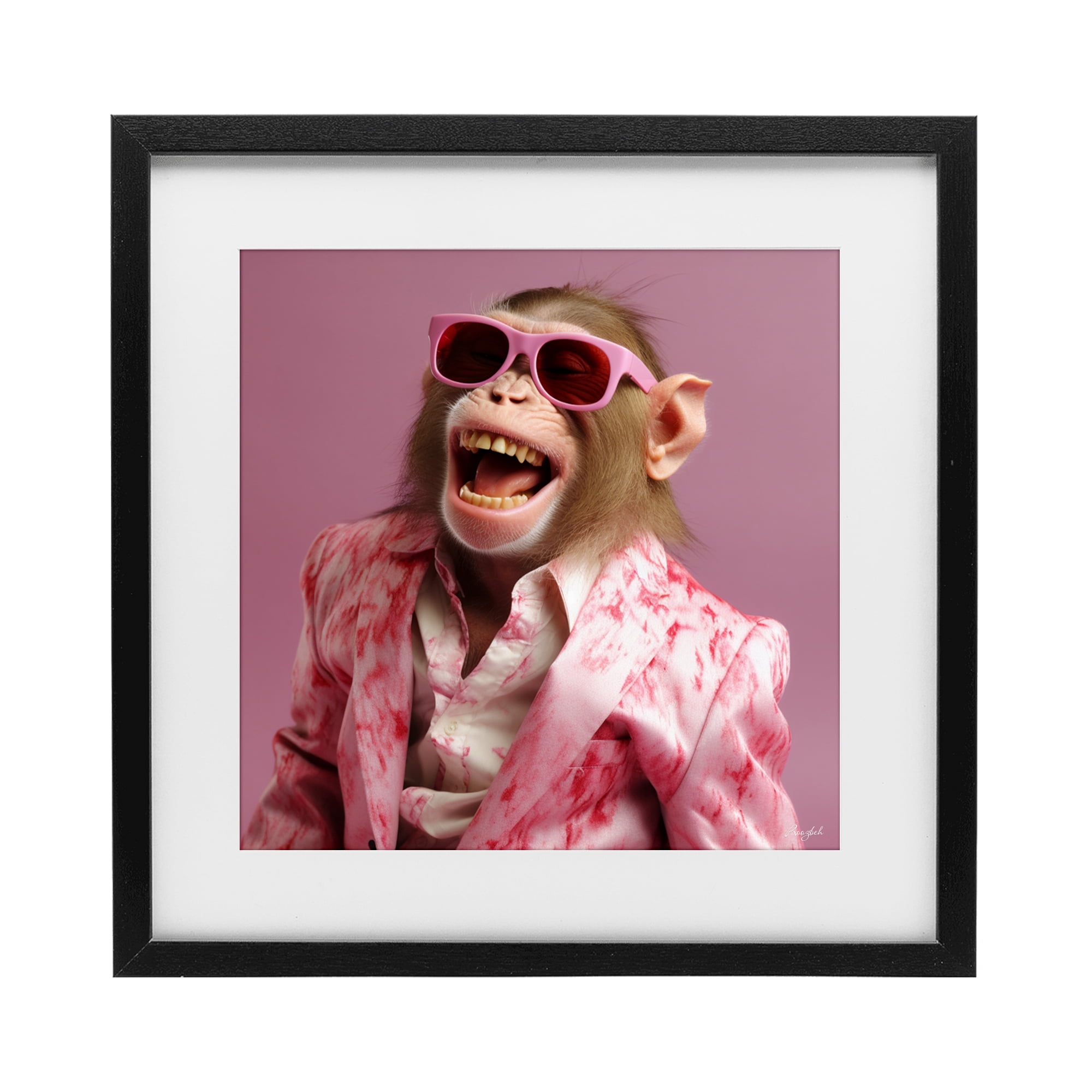 Stupell Industries Hipster Monkey in Suit Black Framed Print Under Glass, design by Roozbeh