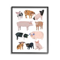 Stupell Industries Hipster Pigs in Glasses Animals & Insects Painting Black Framed Art Print Wall Art, 11 x 14