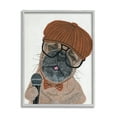 thumbnail image 1 of Stupell Industries Hipster Pug Portrait Animals & Insects Painting Gray Framed Art Print Wall Art, 16 x 20, 1 of 9