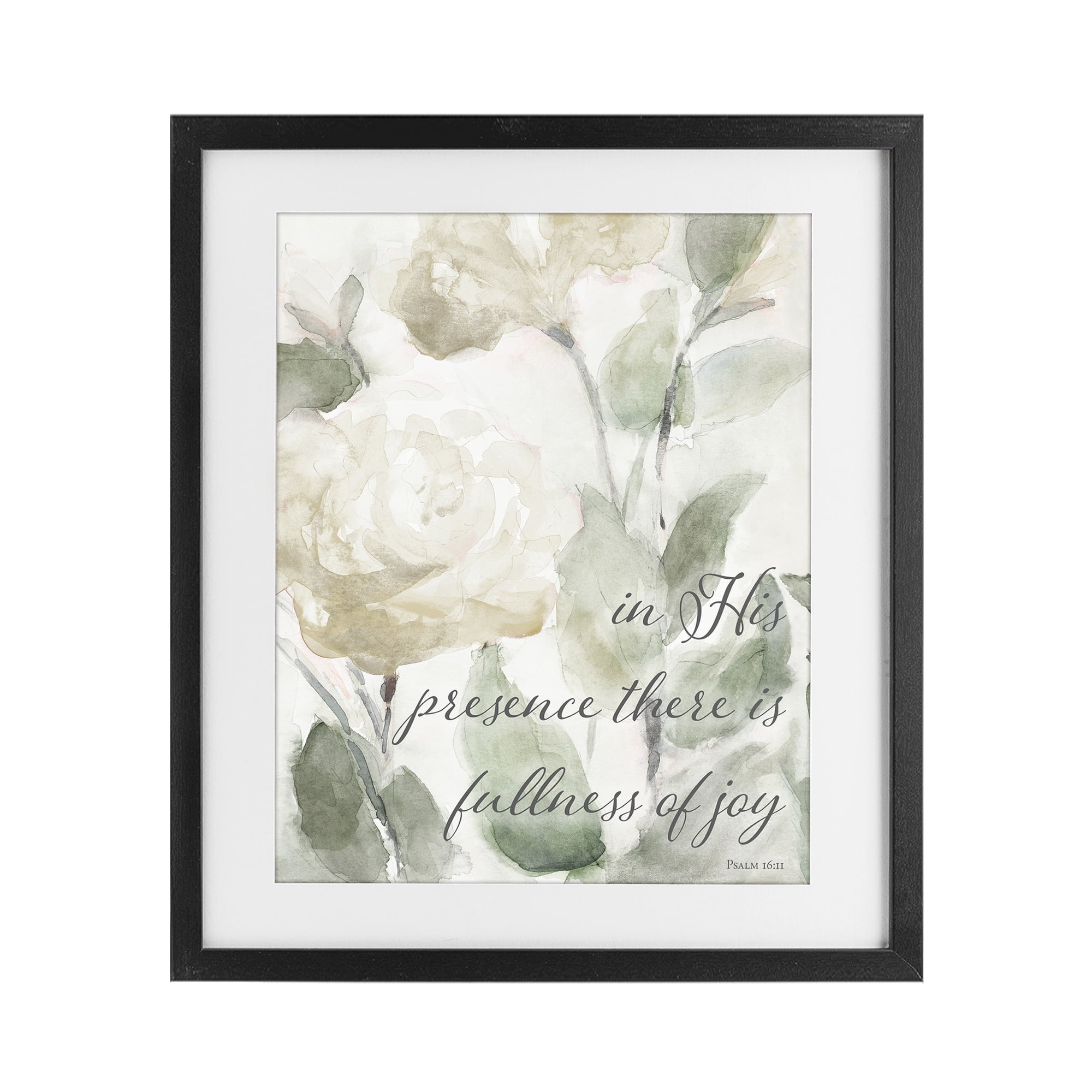 Stupell Industries His Presence Floral Scripture Black Framed Print Under Glass, design by Lanie Loreth