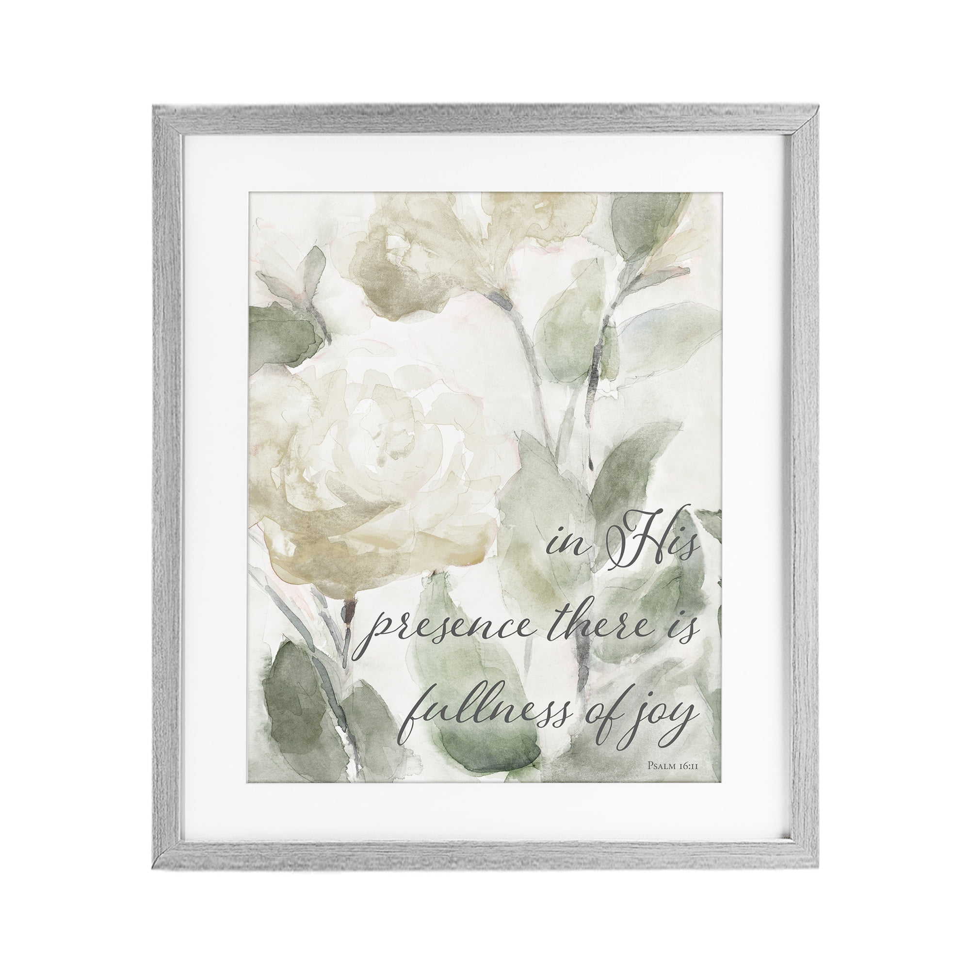 Stupell Industries His Presence Floral Scripture Gray Framed Print Under Glass, design by Lanie Loreth