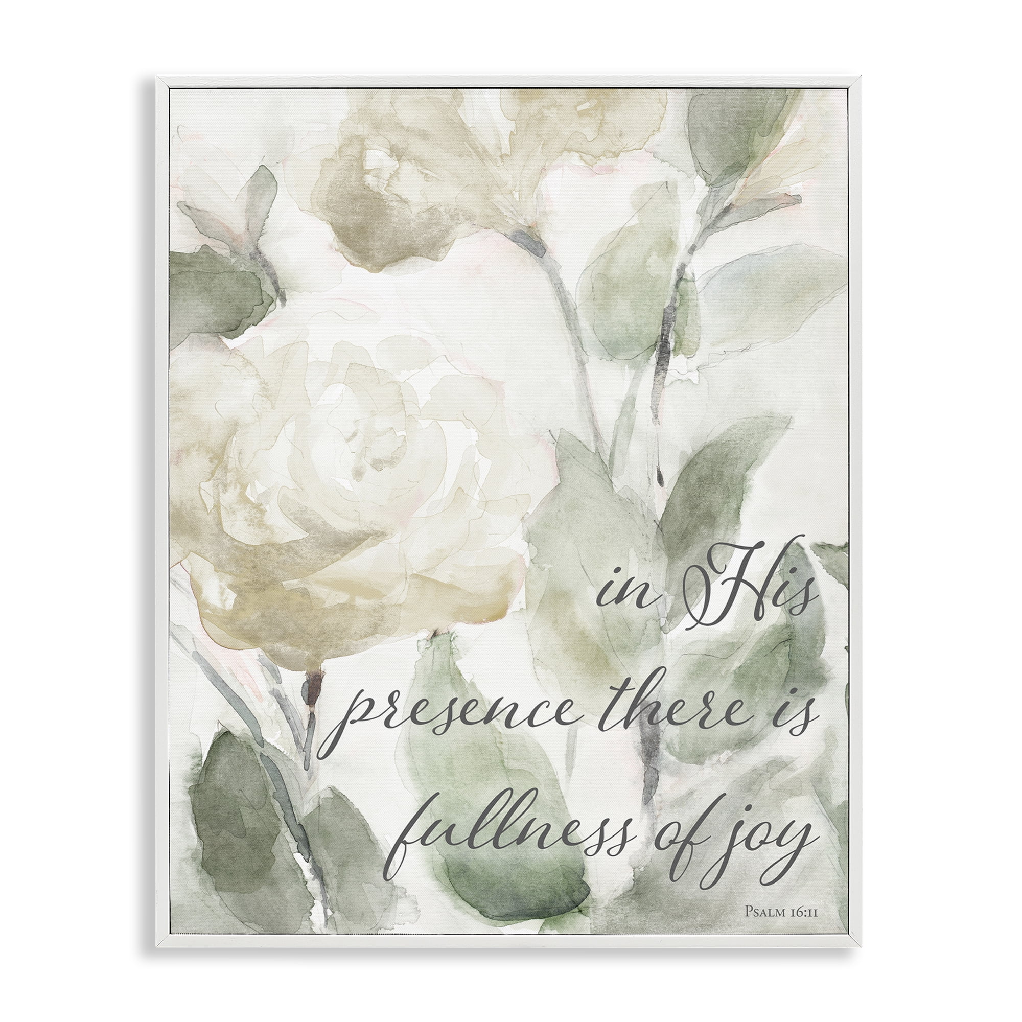 Stupell Industries His Presence Floral Scripture White Framed Giclee Art, design by Lanie Loreth