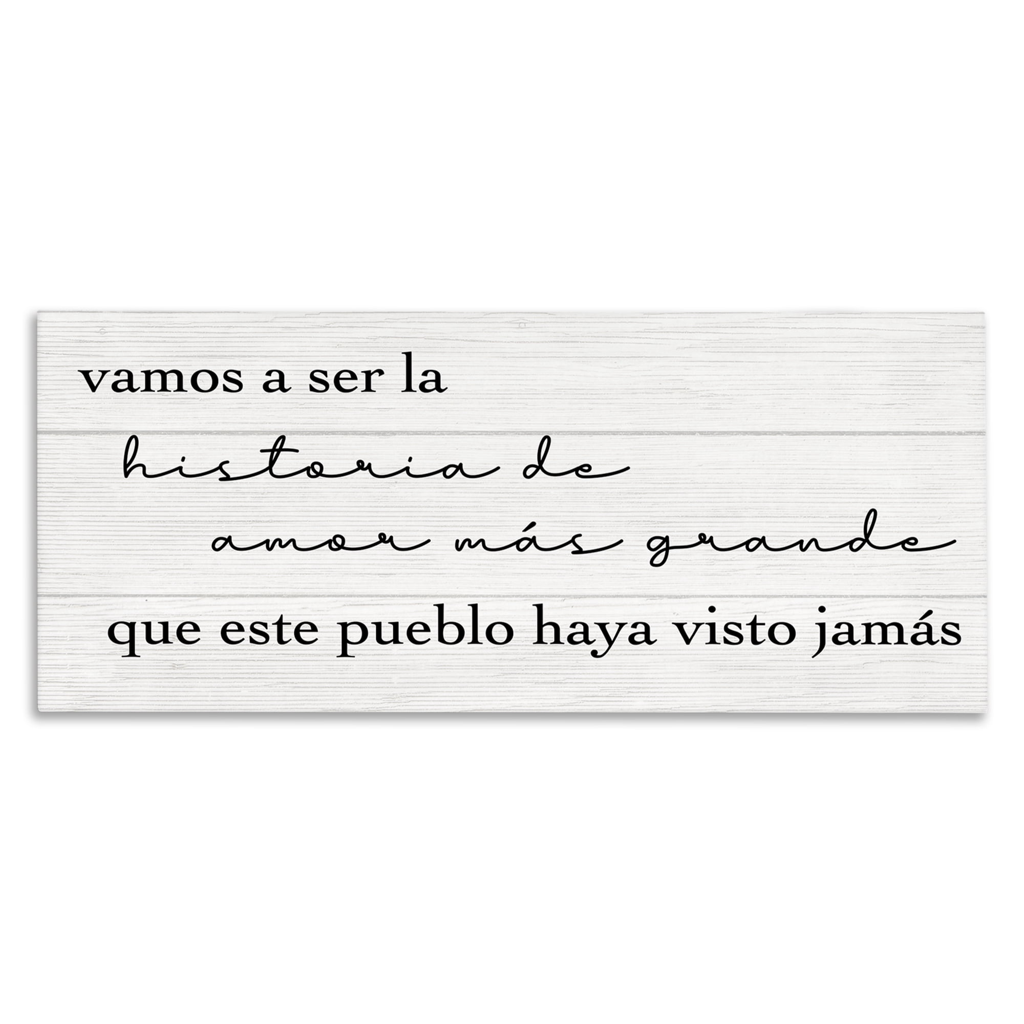 Stupell Industries Historia de Amor Más Grande Inspirational Quotes & Sayings Painting Wrapped Canvas Art Print Wall Art, 30 x 13