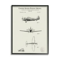 Stupell Industries Historic Aircraft Patent Diagram Graphic Art Black Framed Art Print Wall Art, Design by Karl Hronek