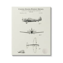 Stupell Industries Historic Aircraft Patent Diagram Graphic Art Gallery Wrapped Canvas Print Wall Art, Design by Karl Hronek