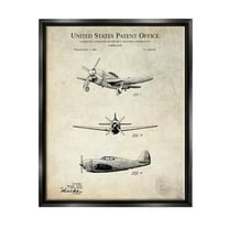 Stupell Industries Historic Aircraft Patent Vintage Graphic Art Jet Black Floating Framed Canvas Print Wall Art, Design by Karl Hronek