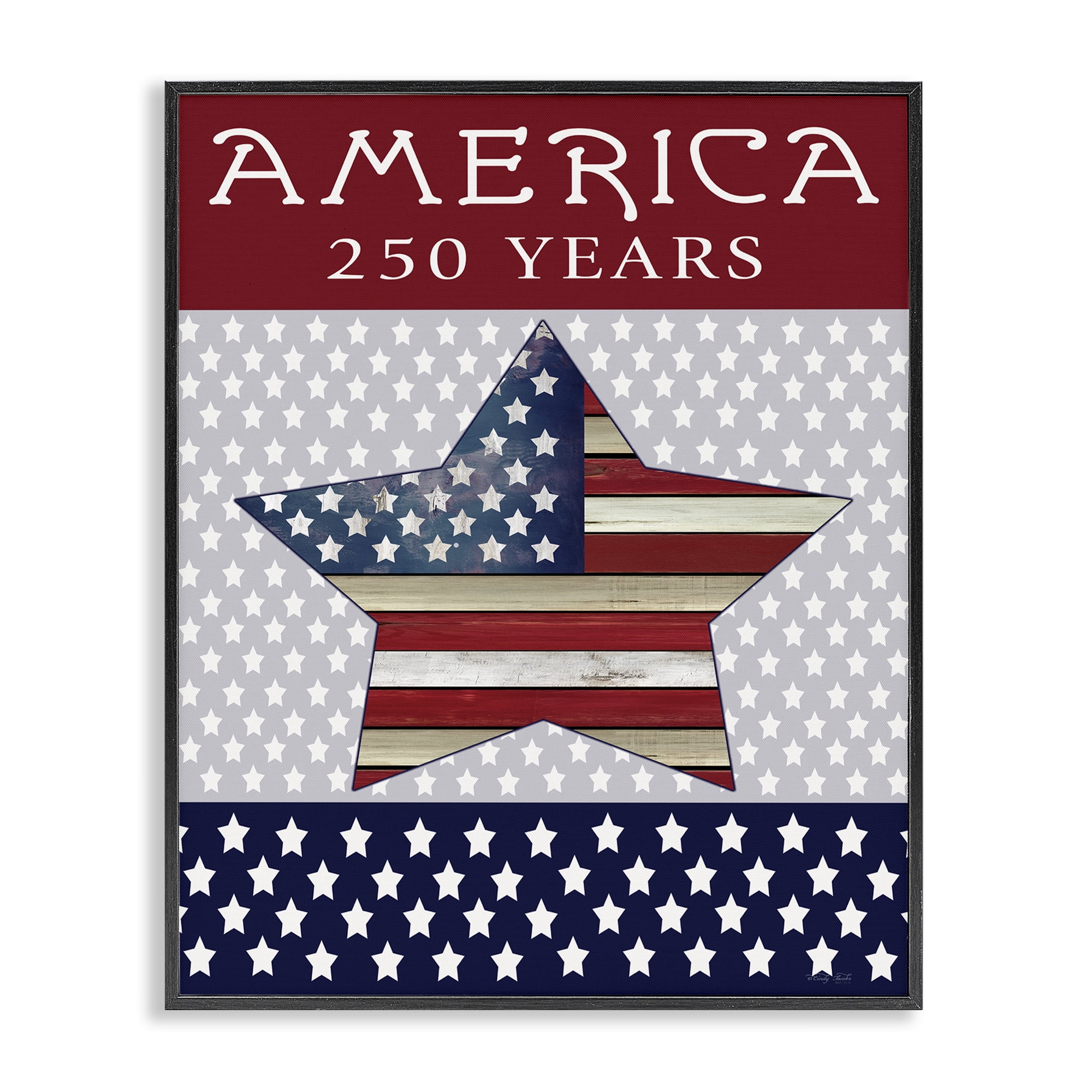 Stupell Industries Historic America 250 Years Black Framed Giclee Art, design by Cindy Jacobs