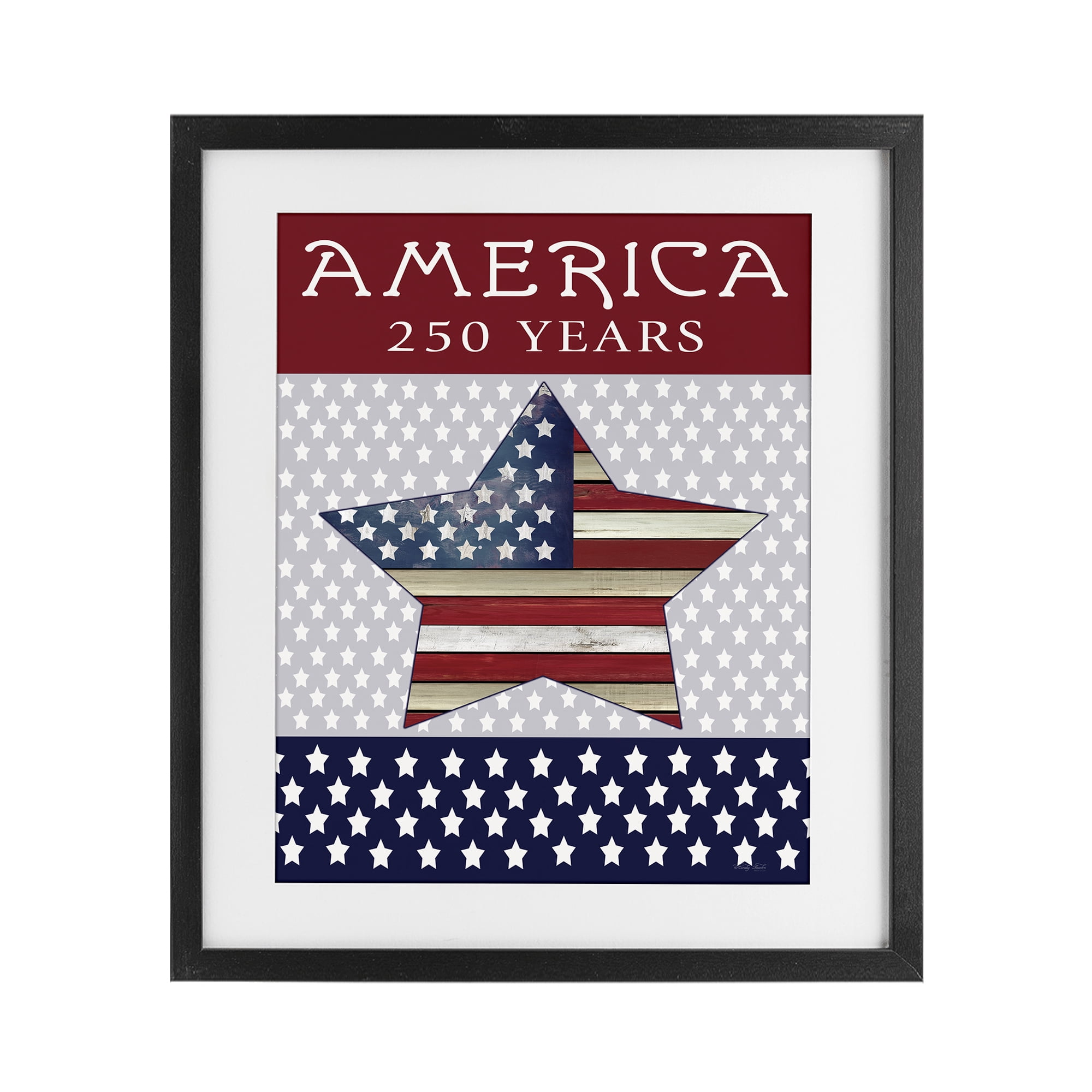 Stupell Industries Historic America 250 Years Black Framed Print Under Glass, design by Cindy Jacobs