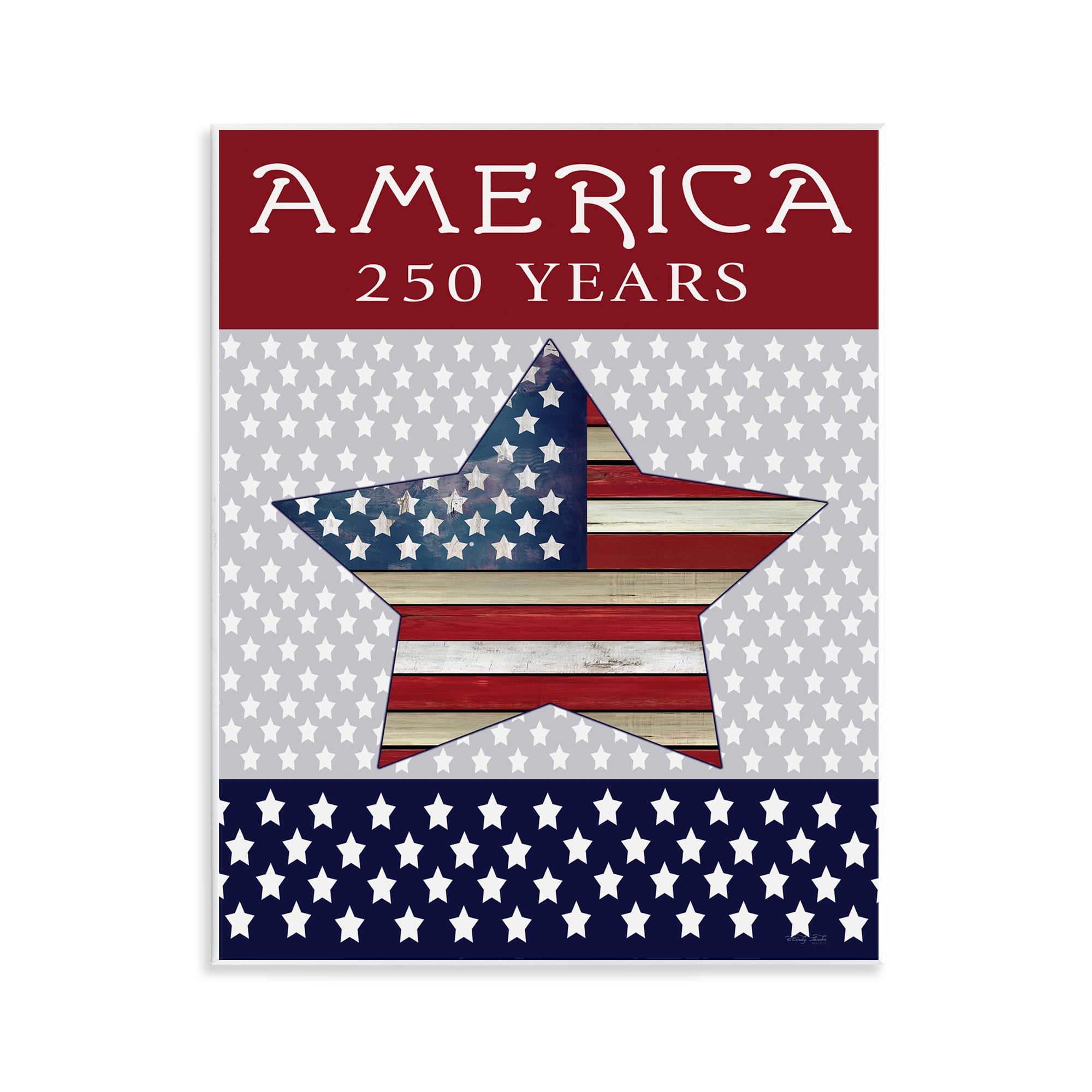 Stupell Industries Historic America 250 Years Wall Plaque Art, design by Cindy Jacobs