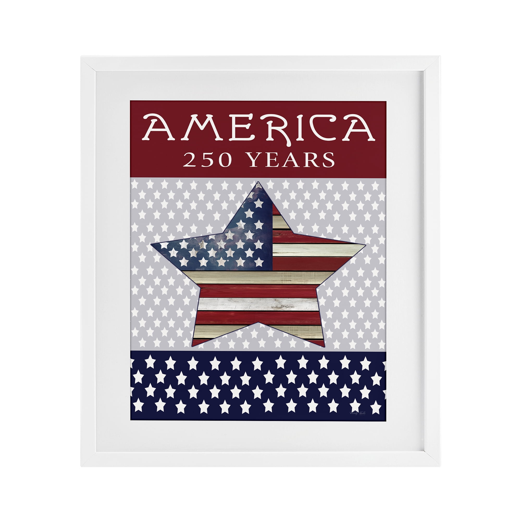 Stupell Industries Historic America 250 Years White Framed Print Under Glass, design by Cindy Jacobs