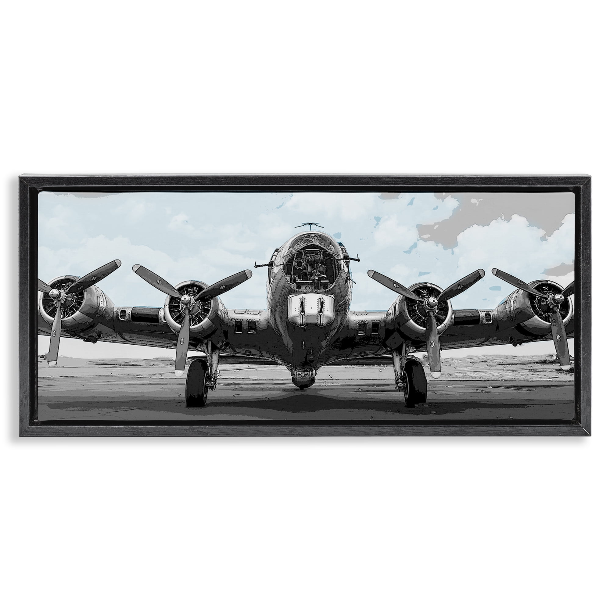 Stupell Industries Historic Aviation Aircraft Black Framed Floater Canvas Wall Art, design by Kim Allen