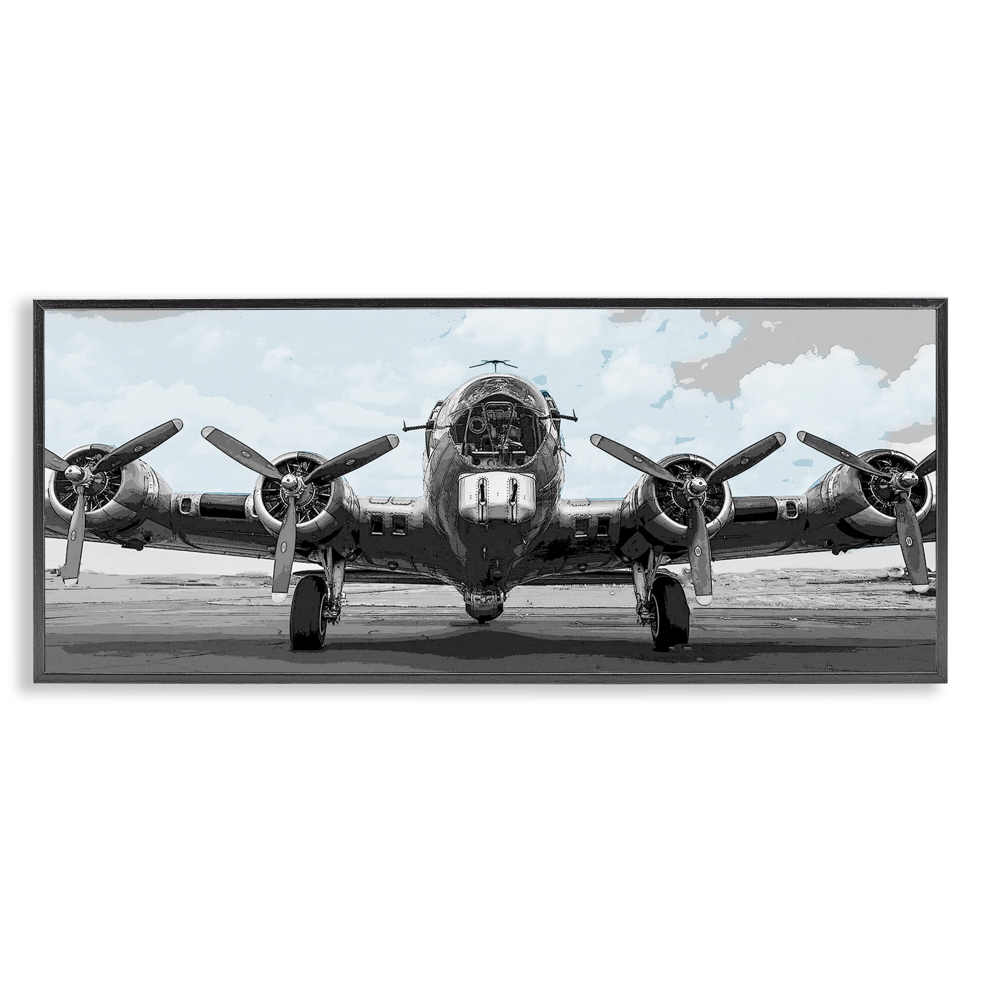 Stupell Industries Historic Aviation Aircraft Black Framed Giclee Art, design by Kim Allen