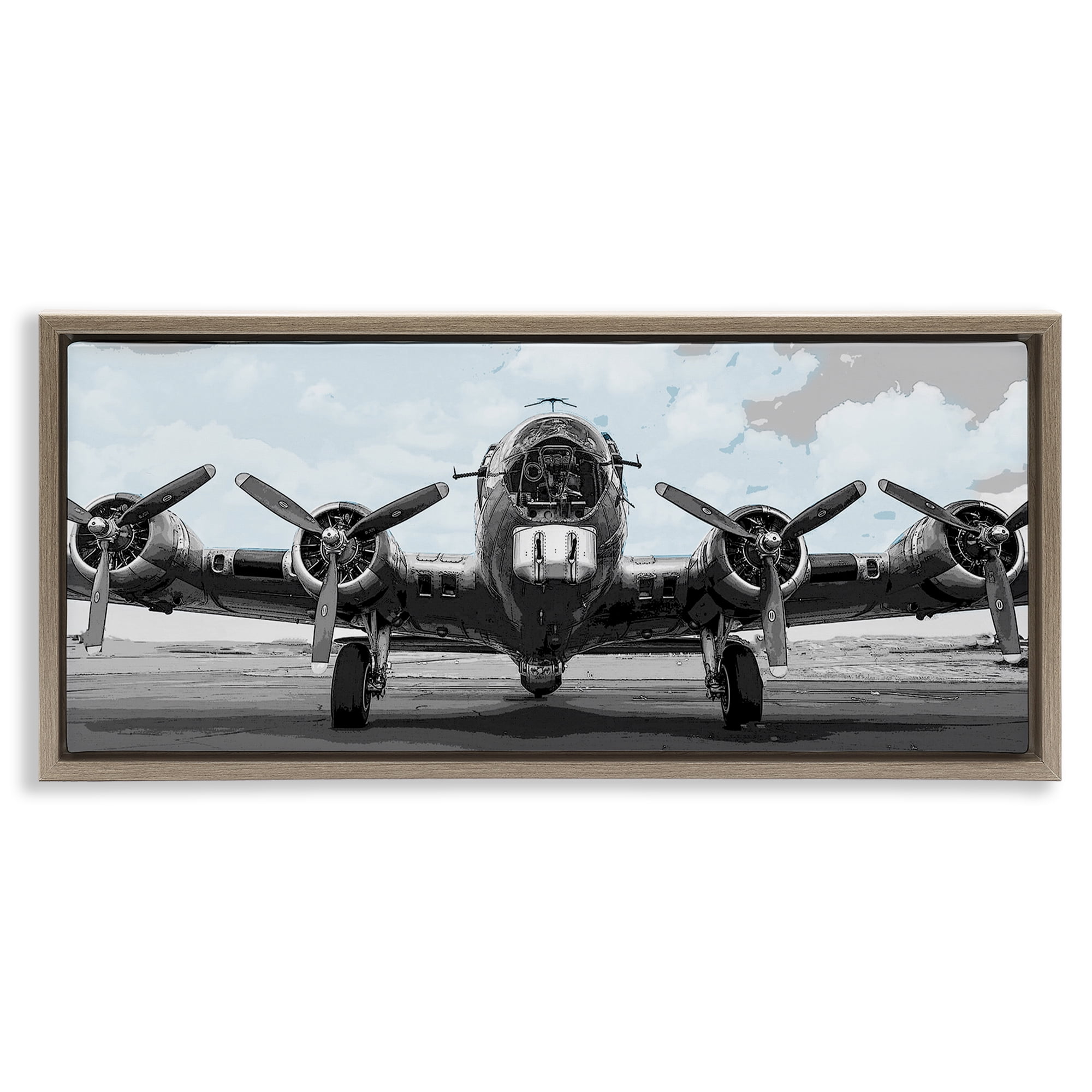 Stupell Industries Historic Aviation Aircraft Brown Framed Floater Canvas Wall Art, design by Kim Allen