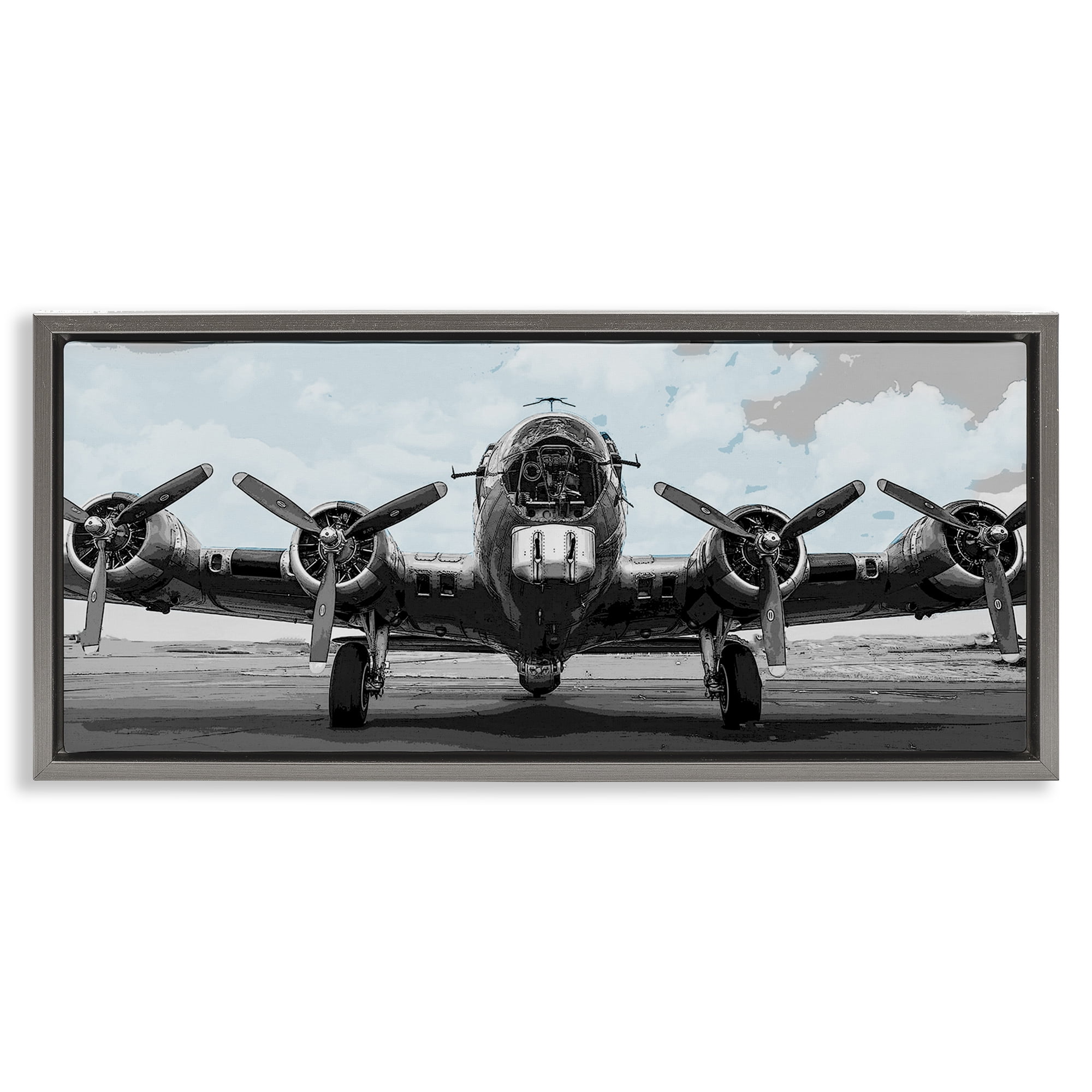 Stupell Industries Historic Aviation Aircraft Gray Framed Floater Canvas Wall Art, design by Kim Allen