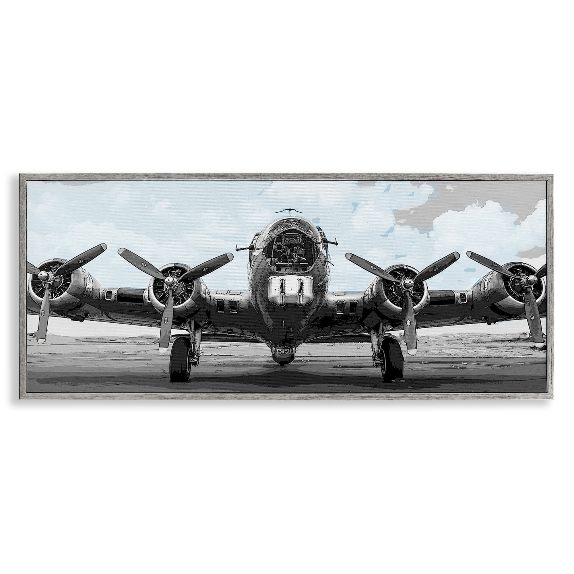 Stupell Industries Historic Aviation Aircraft Gray Framed Giclee Art, design by Kim Allen