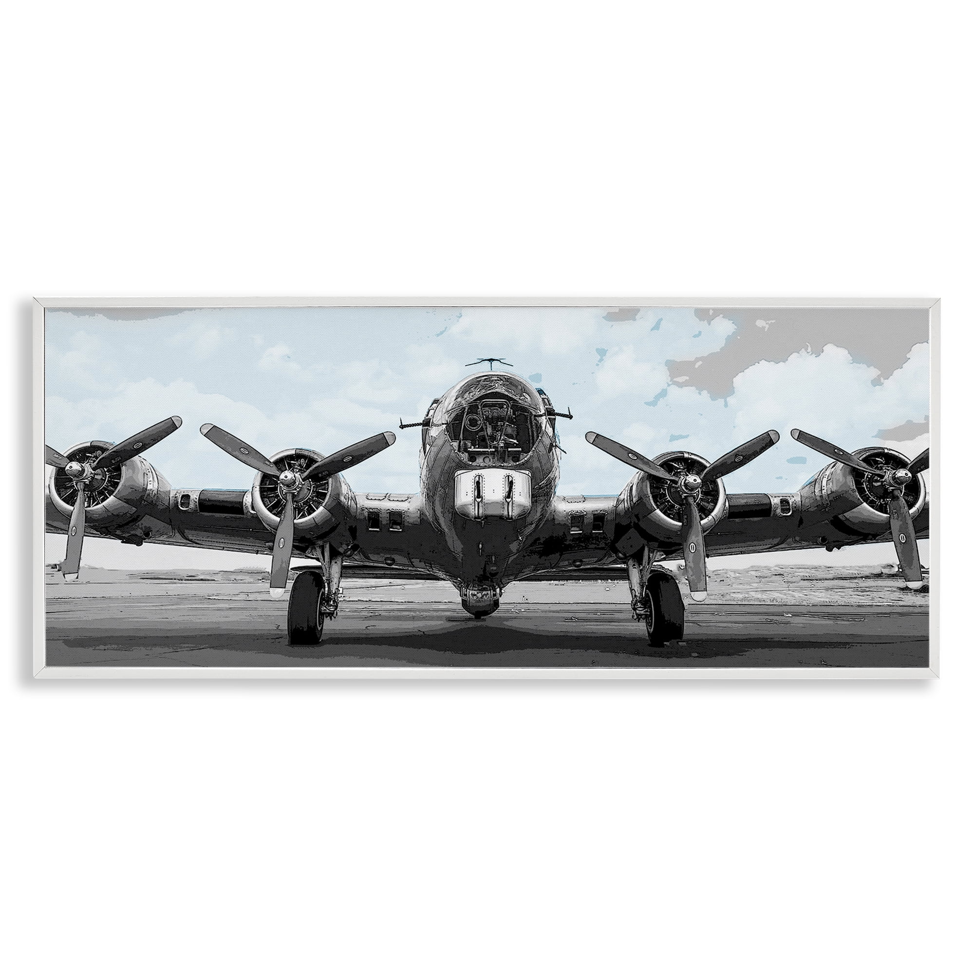 Stupell Industries Historic Aviation Aircraft White Framed Giclee Art, design by Kim Allen