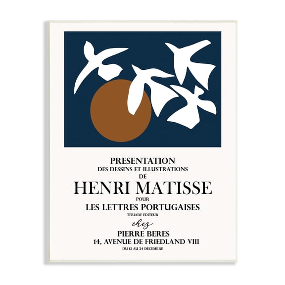 Stupell Industries Historic Matisse Birds Flying Sun Collage Flyer Wood Wall Art, 10 x 15, Design by Ros Ruseva