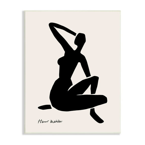 Stupell Industries Historic Matisse Woman Sitting Minimal Silhouette Wood Wall Art, 13 x 19, Design by Ros Ruseva