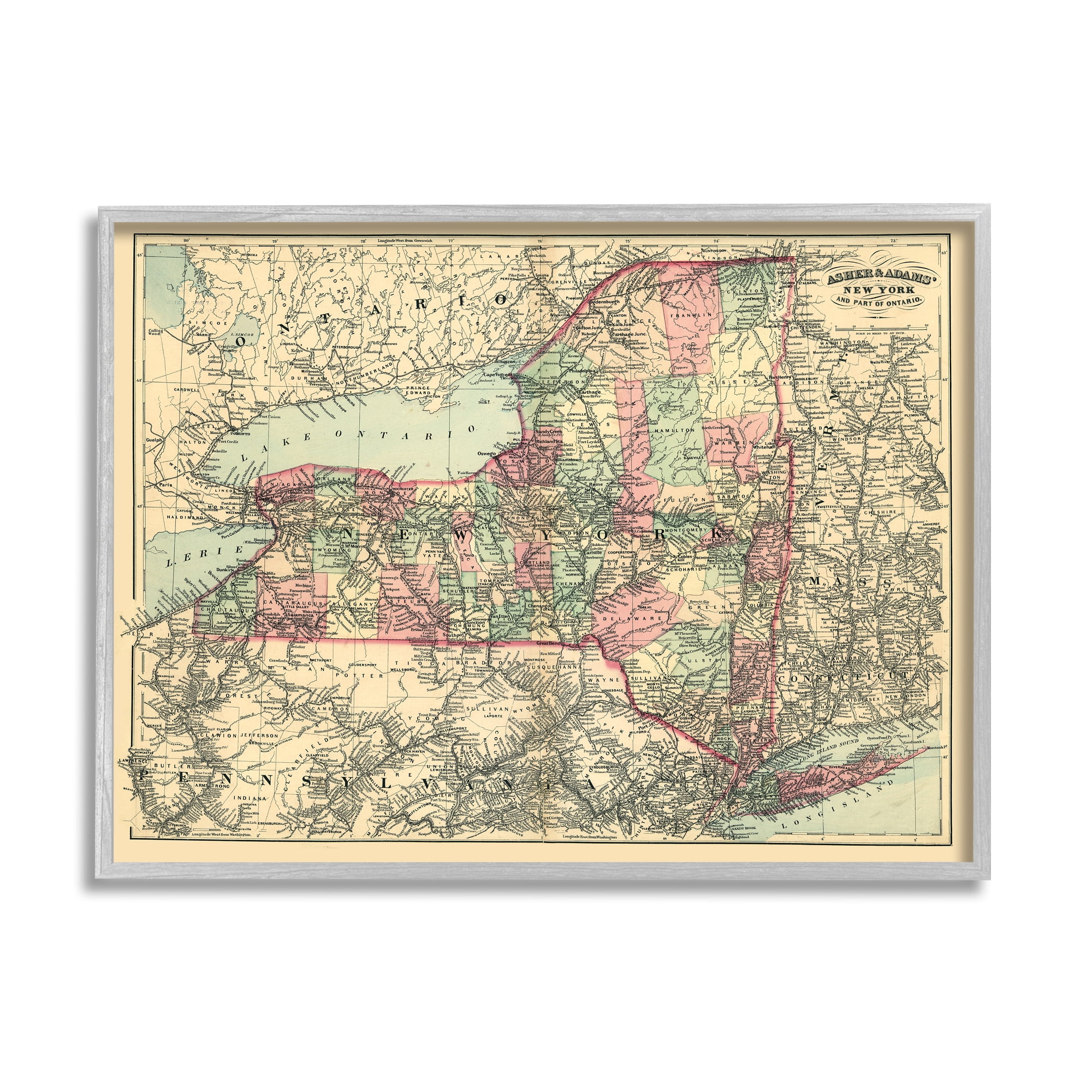 Stupell Industries Historic New York US State Map Vintage Cartography, 20 x 16, Design by Daphne Polselli