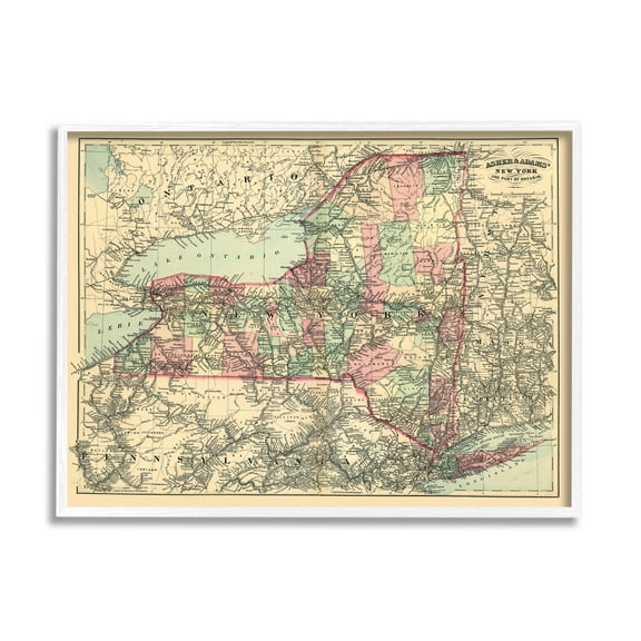 Stupell Industries Historic New York US State Map Vintage Cartography, 20 x 16, Design by Daphne Polselli