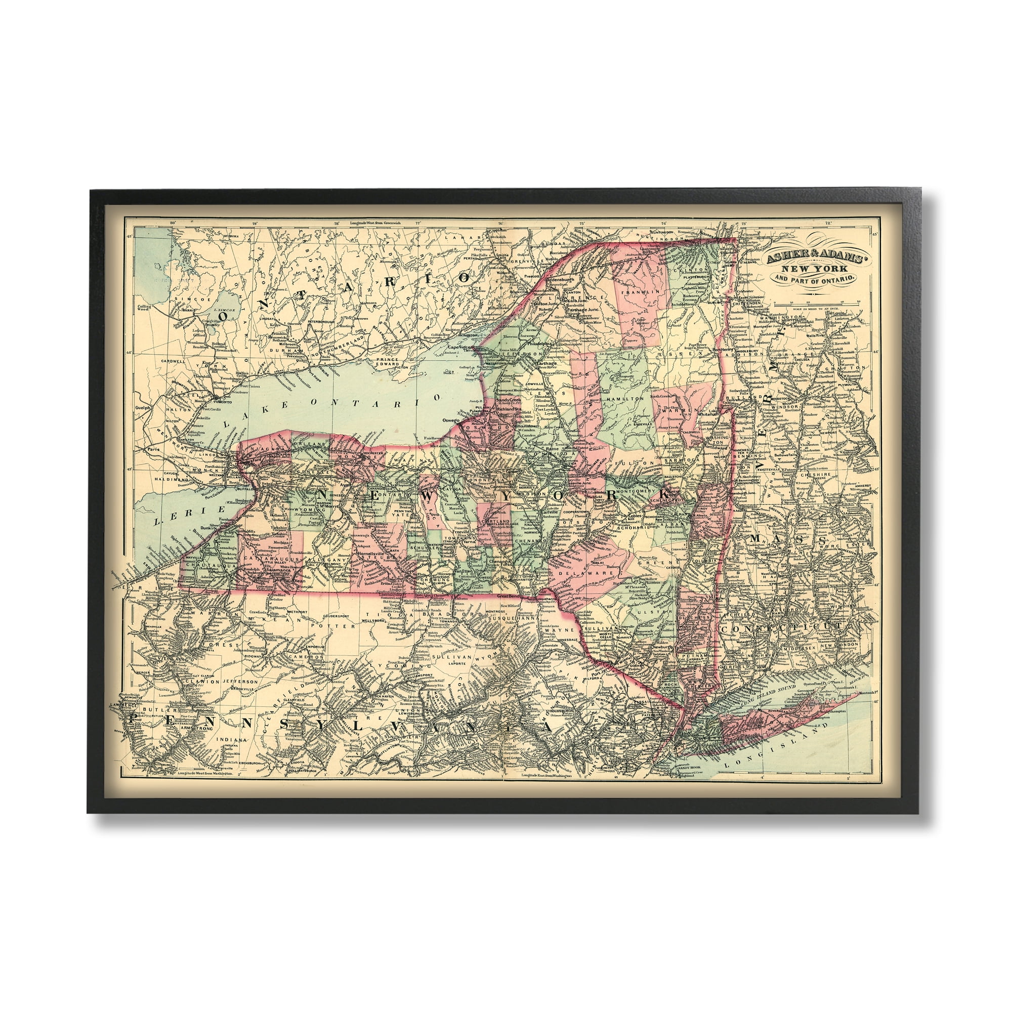 Stupell Industries Historic New York US State Map Vintage Cartography, 30 x 24, Design by Daphne Polselli