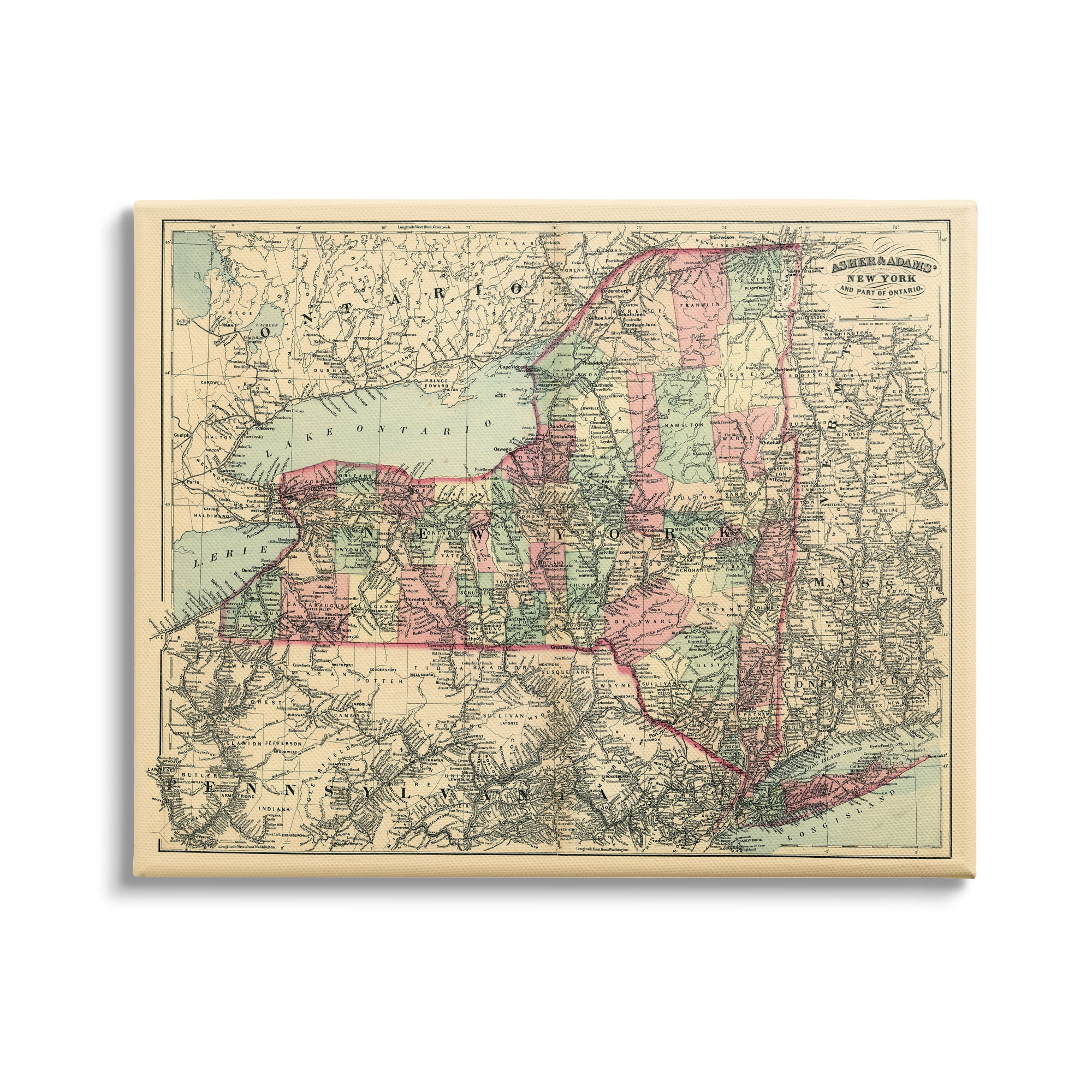 Stupell Industries Historic New York US State Map Vintage Cartography, 30 x 24, Design by Daphne Polselli