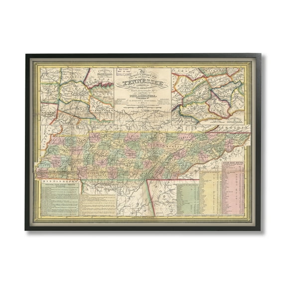 Stupell Industries Historic Tennessee Tourist Map Vintage US State Cartography, 30 x 24, Design by Daphne Polselli
