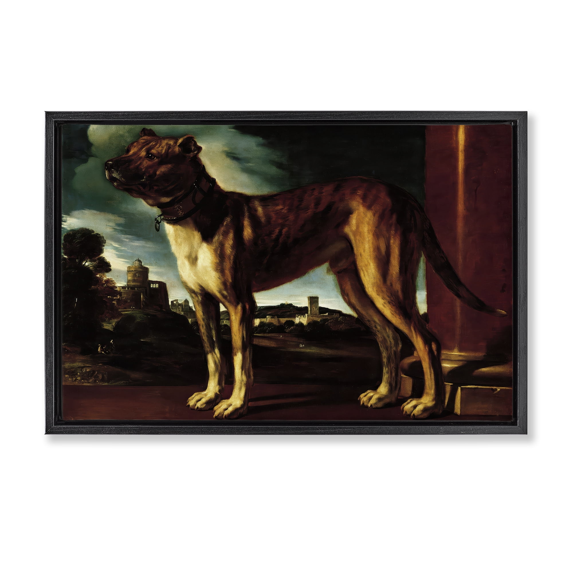 Stupell Industries Historical Aldrovani Dog Black Framed Floater Canvas Wall Art, design by Lil' Rue
