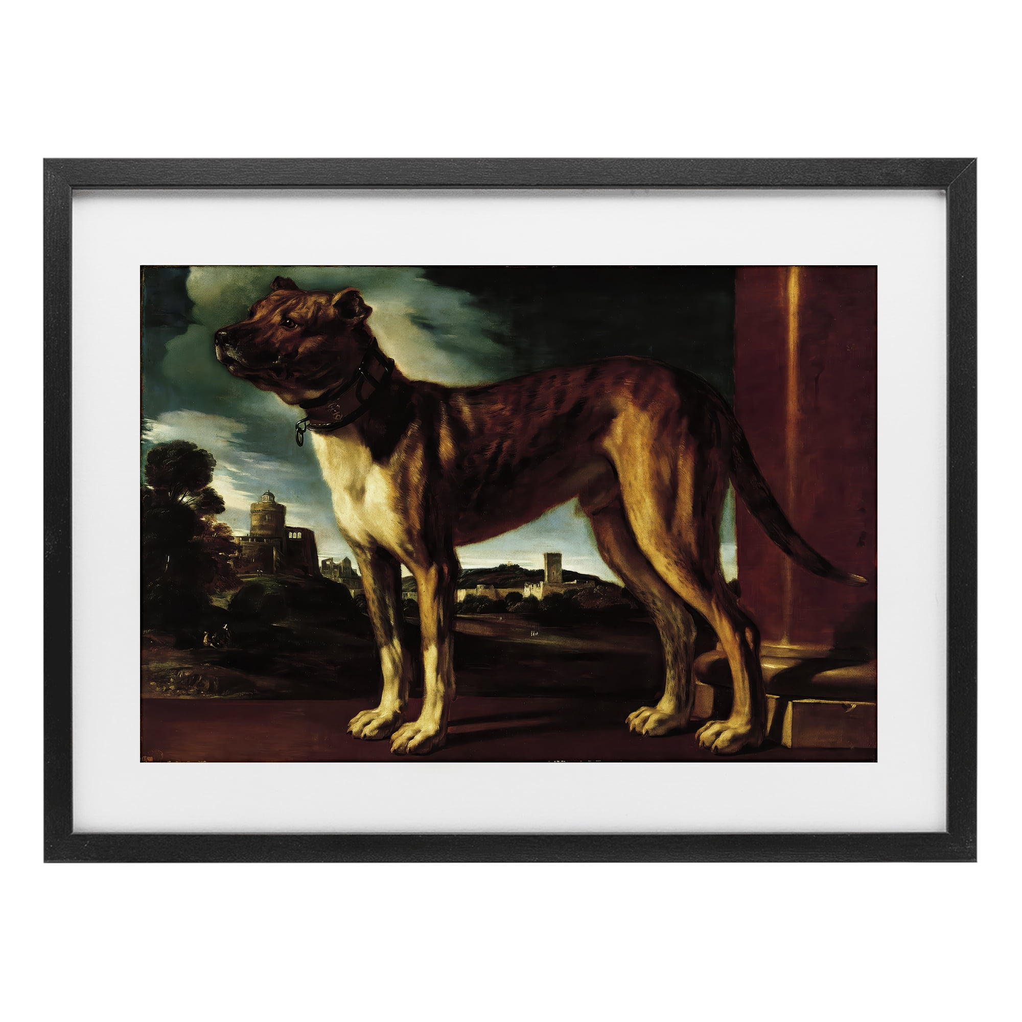 Stupell Industries Historical Aldrovani Dog Black Framed Print Under Glass, design by Lil' Rue