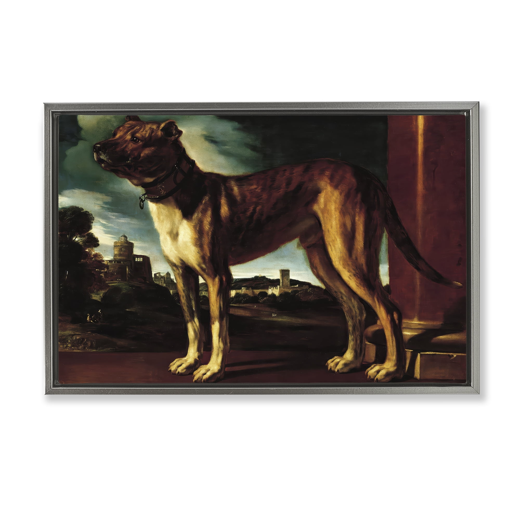 Stupell Industries Historical Aldrovani Dog Gray Framed Floater Canvas Wall Art, design by Lil' Rue