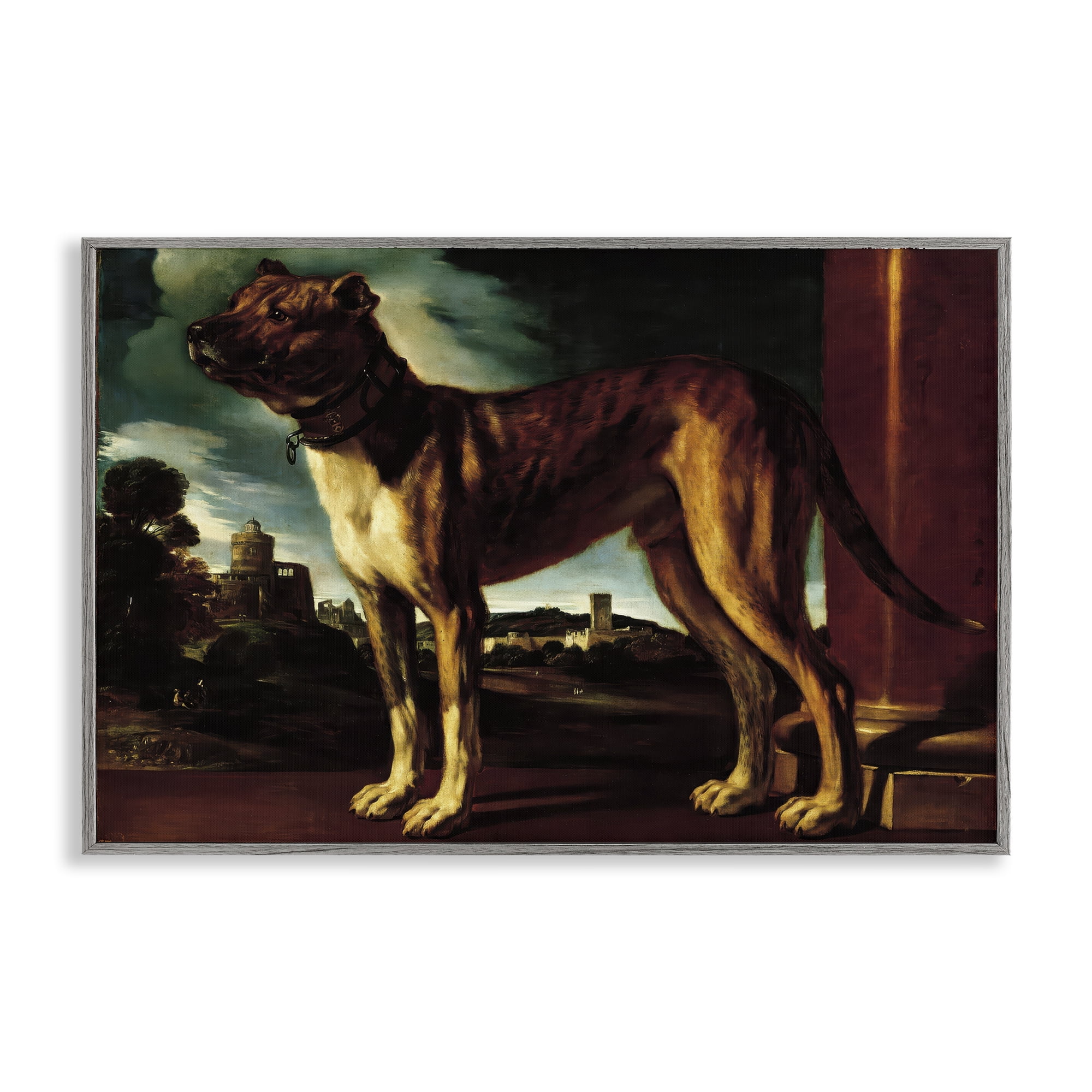 Stupell Industries Historical Aldrovani Dog Gray Framed Giclee Art, design by Lil' Rue