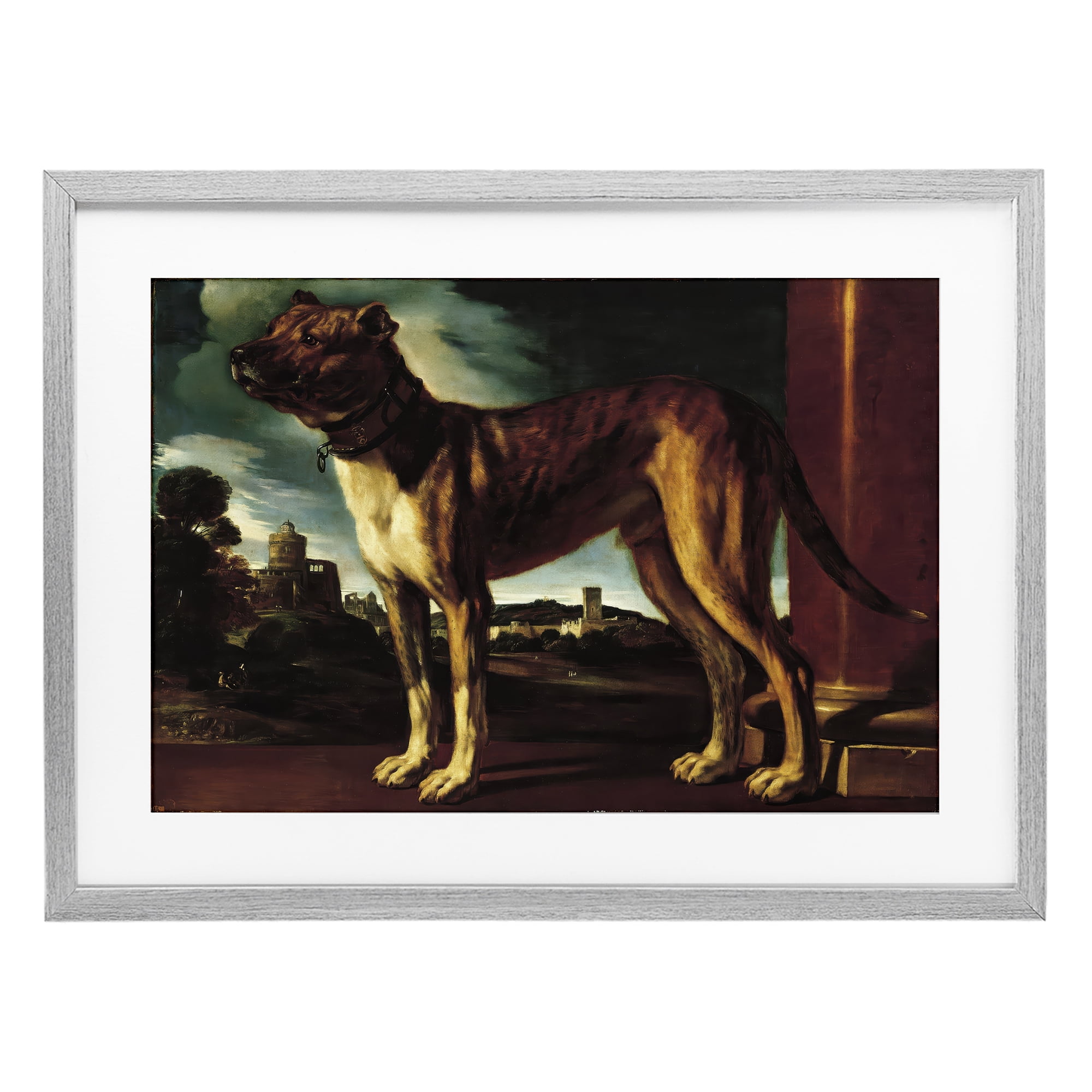 Stupell Industries Historical Aldrovani Dog Gray Framed Print Under Glass, design by Lil' Rue
