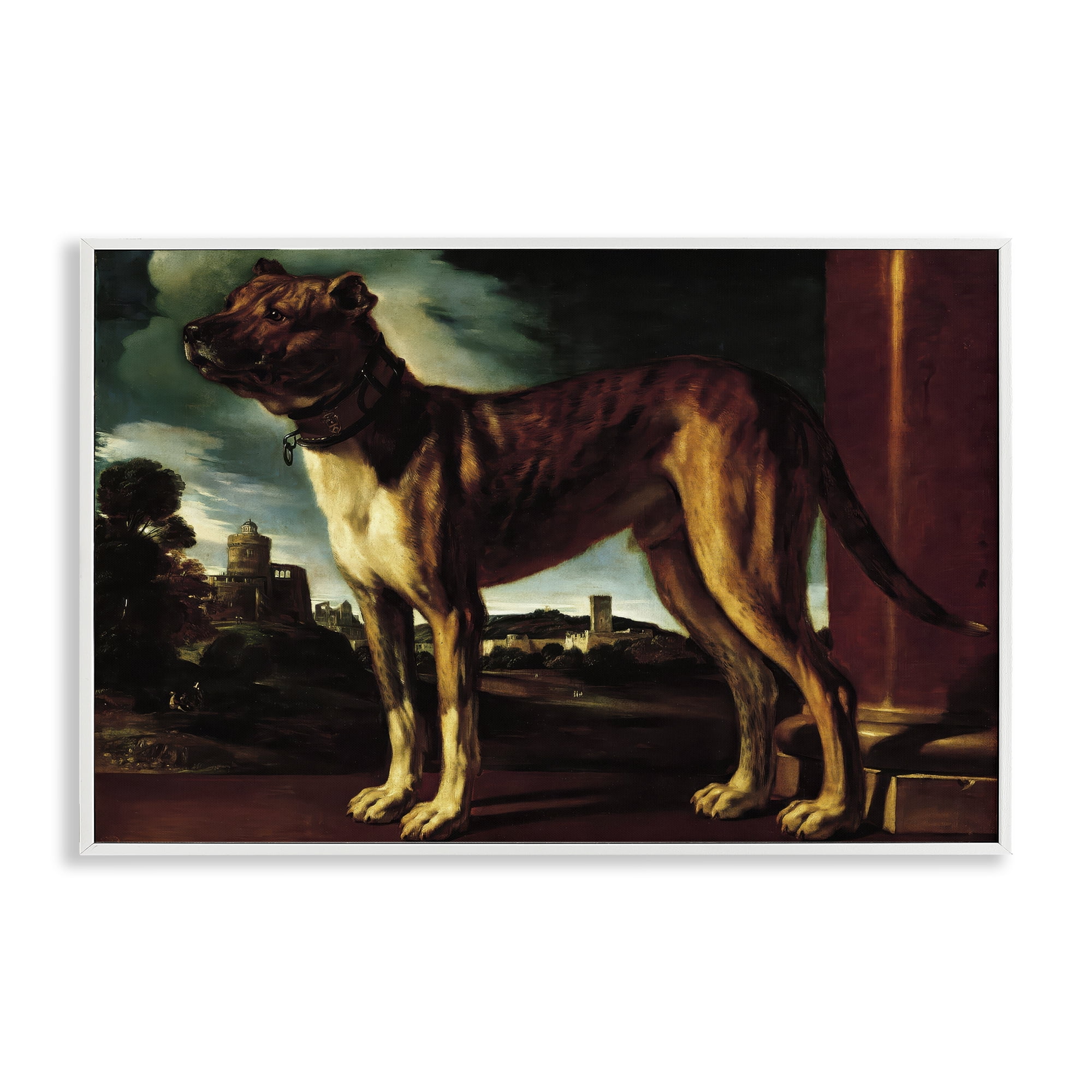 Stupell Industries Historical Aldrovani Dog White Framed Giclee Art, design by Lil' Rue