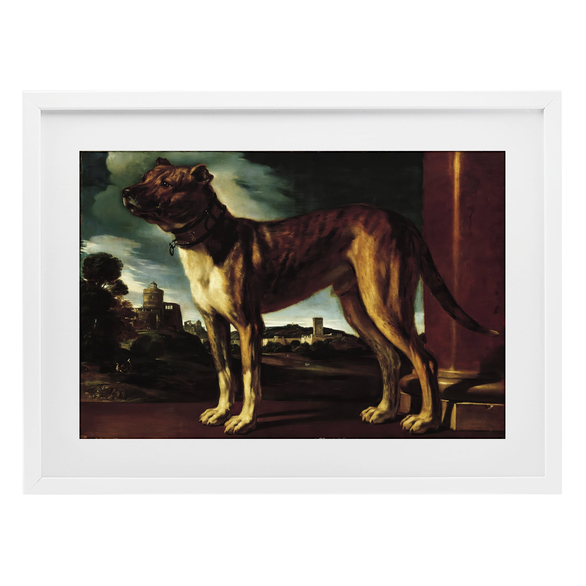 Stupell Industries Historical Aldrovani Dog White Framed Print Under Glass, design by Lil' Rue