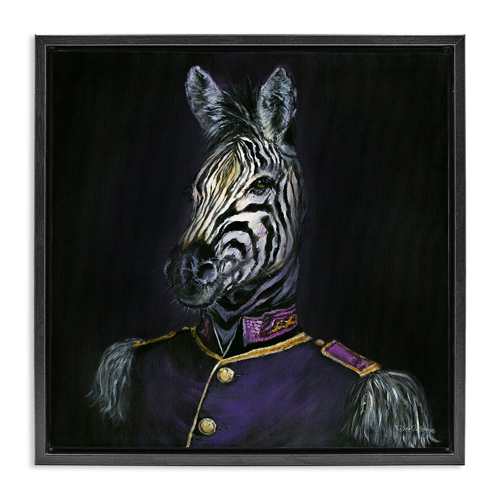 Stupell Industries Historical Coat Zebra Novelty & Humor Painting Black Floater Framed Canvas Art Print Wall Art, 25 x 25