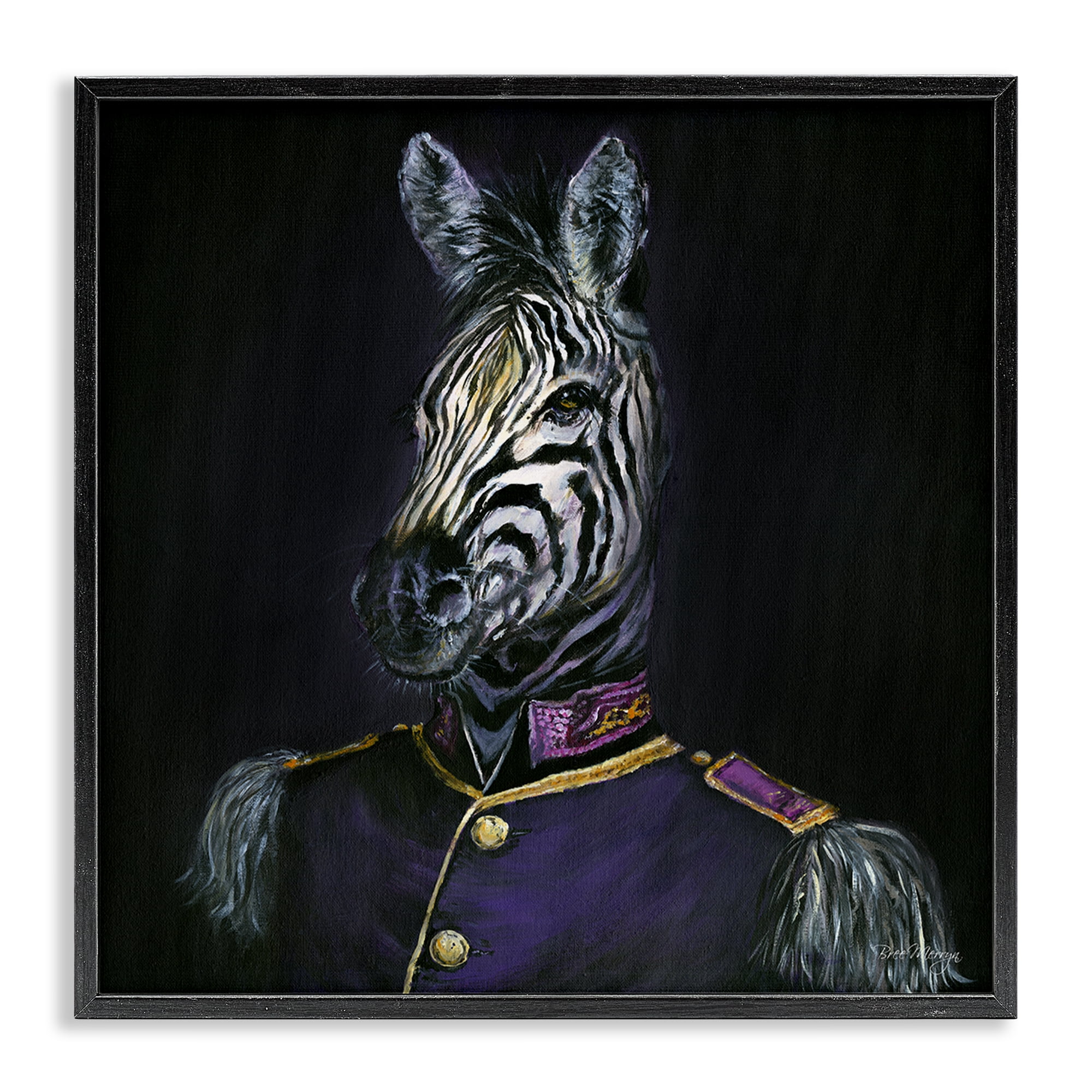 Stupell Industries Historical Coat Zebra Novelty & Humor Painting Black Framed Art Print Wall Art, 12 x 12