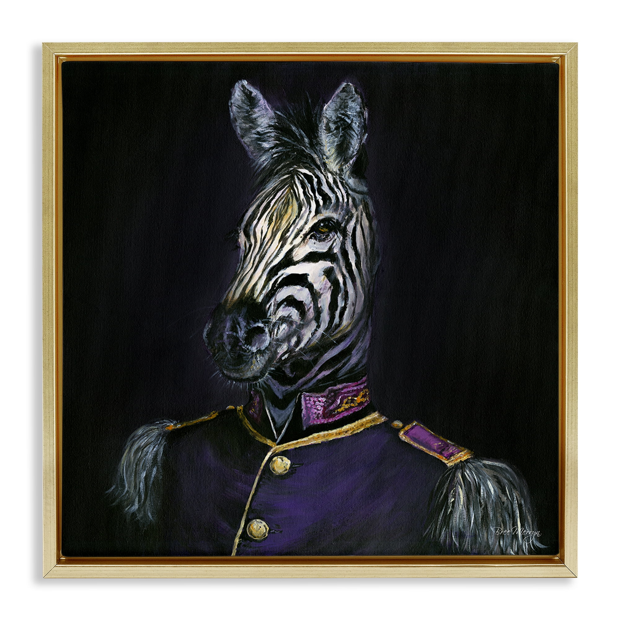 Stupell Industries Historical Coat Zebra Novelty & Humor Painting Gold Floater Framed Canvas Art Print Wall Art, 25 x 25