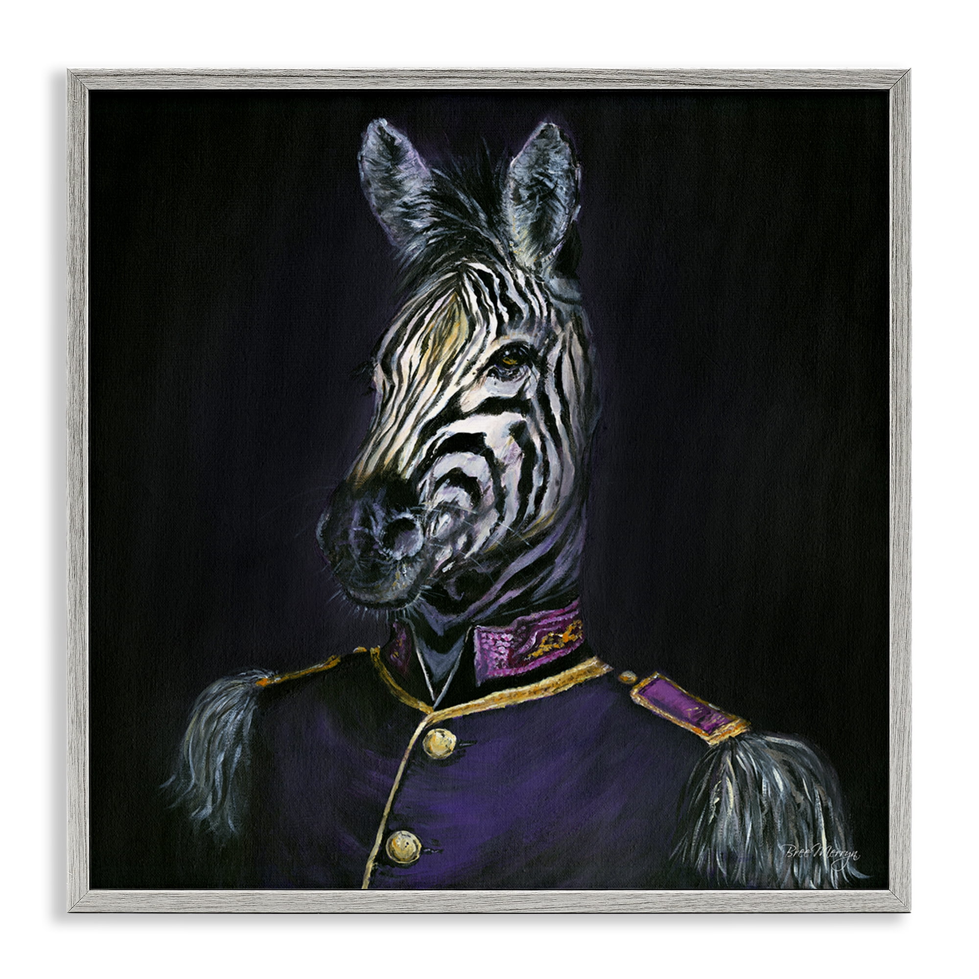 Stupell Industries Historical Coat Zebra Novelty & Humor Painting Gray Framed Art Print Wall Art, 12 x 12