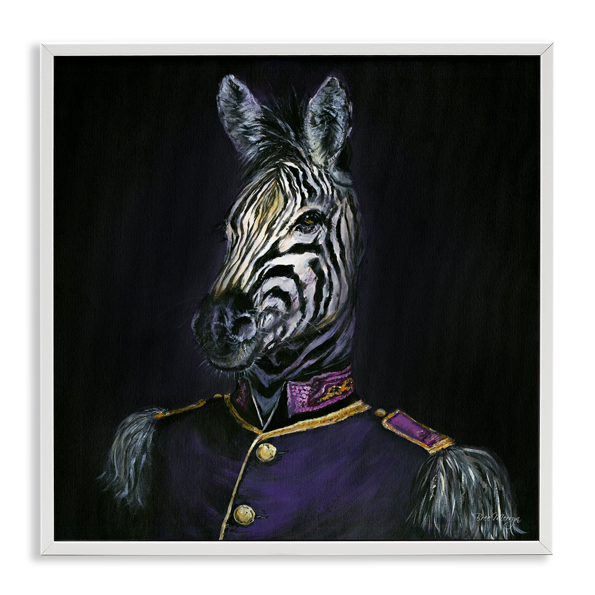 Stupell Industries Historical Coat Zebra Novelty & Humor Painting White Framed Art Print Wall Art, 12 x 12