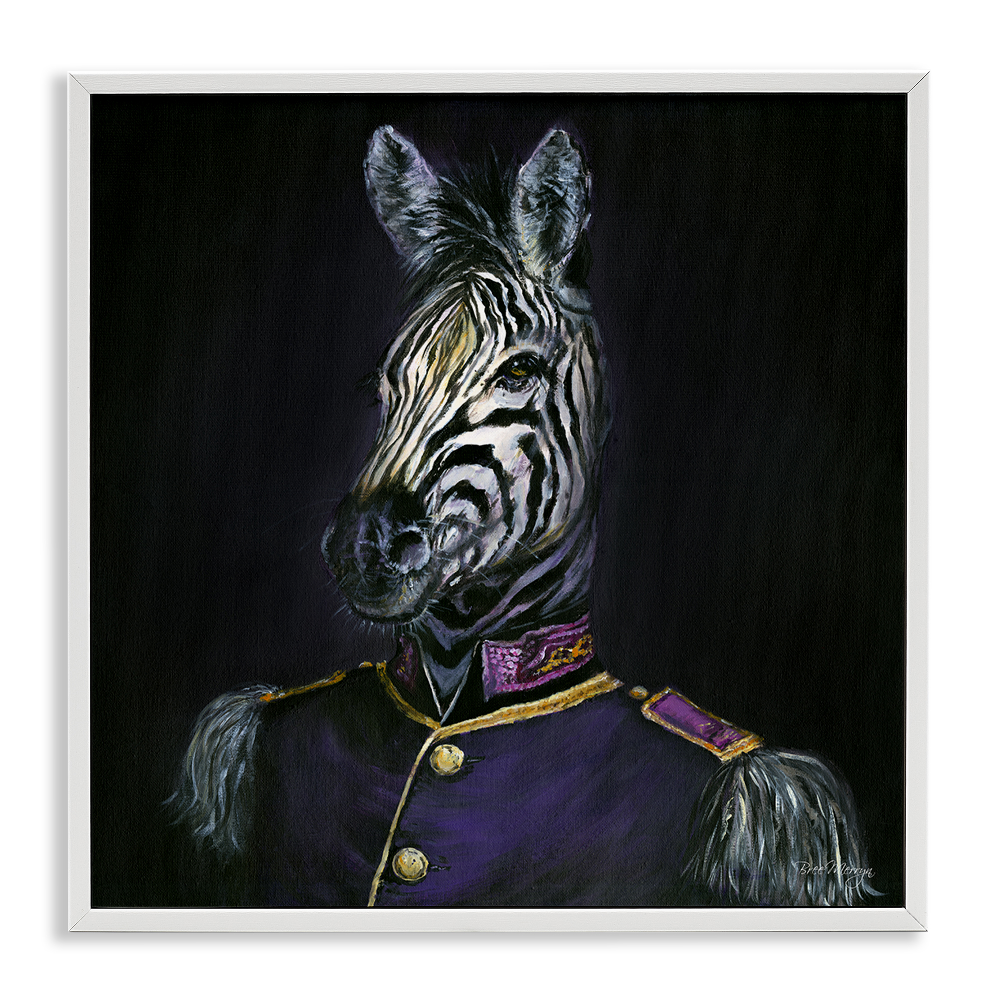 Stupell Industries Historical Coat Zebra Novelty & Humor Painting White Framed Art Print Wall Art, 24 x 24