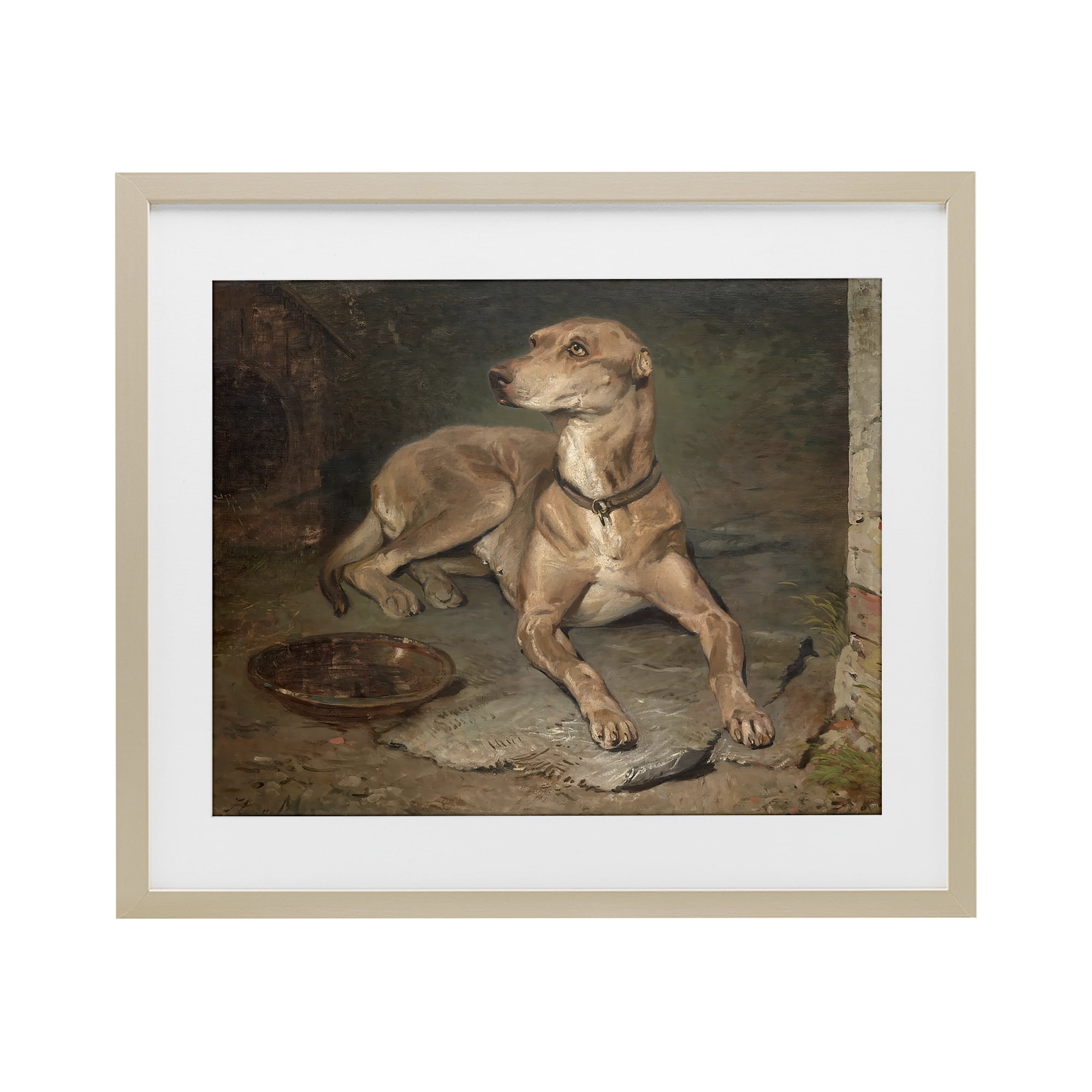 Stupell Industries Historical Dog & Bowl Birch Framed Print Under Glass, design by Lil' Rue
