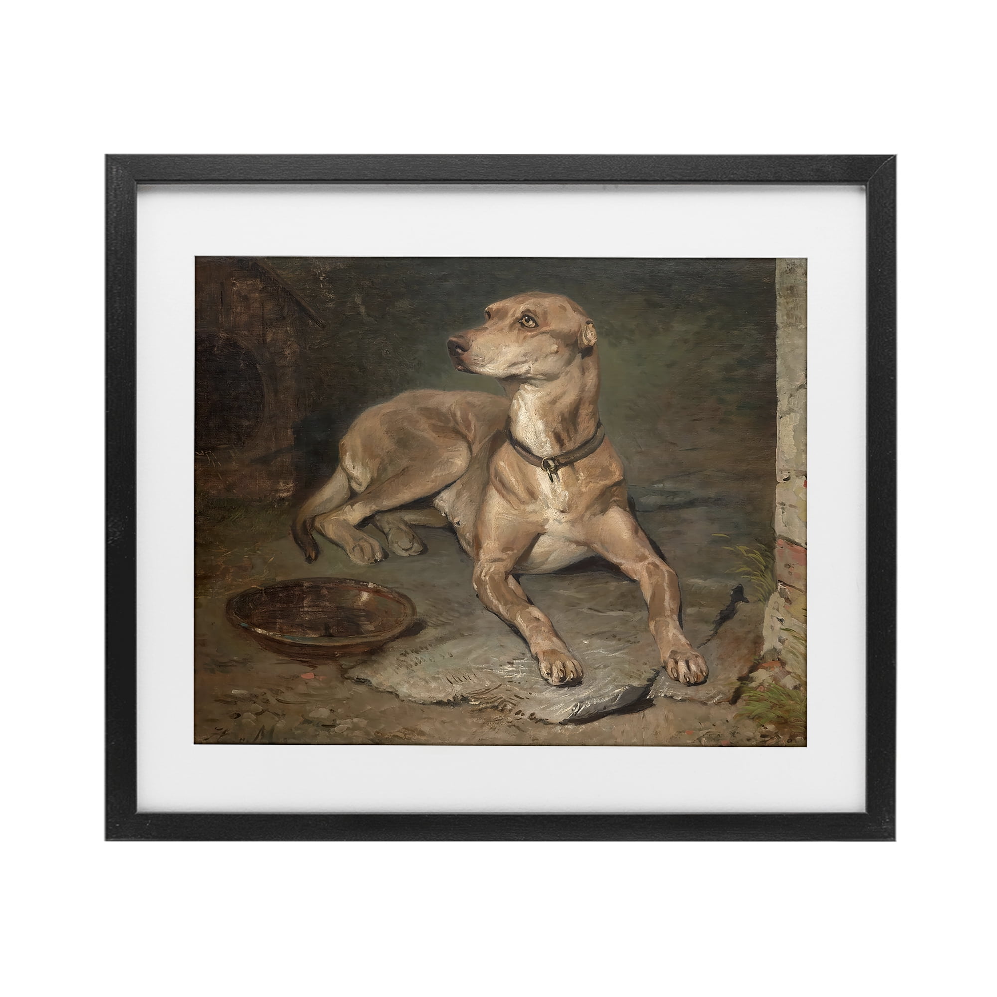 Stupell Industries Historical Dog & Bowl Black Framed Print Under Glass, design by Lil' Rue