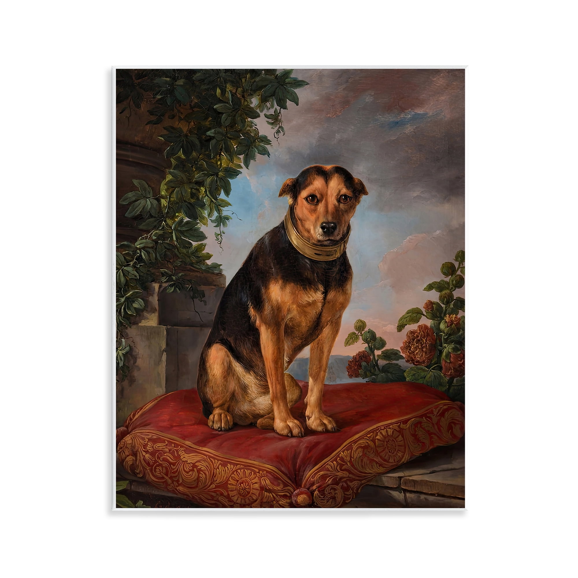 Stupell Industries Historical Dog on Cushion Wall Plaque Art, design by Lil' Rue
