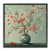 Stupell Industries Historical Flower Vase Plants & Flowers Painting Black Framed Art Print Wall Art, 12 x 12