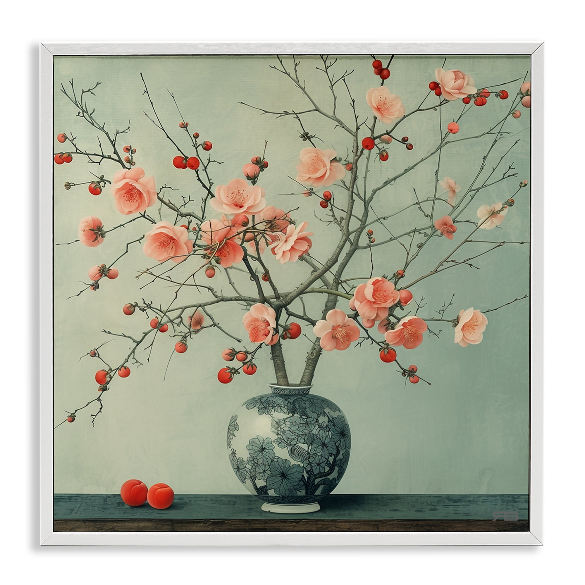 Stupell Industries Historical Flower Vase Plants & Flowers Painting White Framed Art Print Wall Art, 17 x 17
